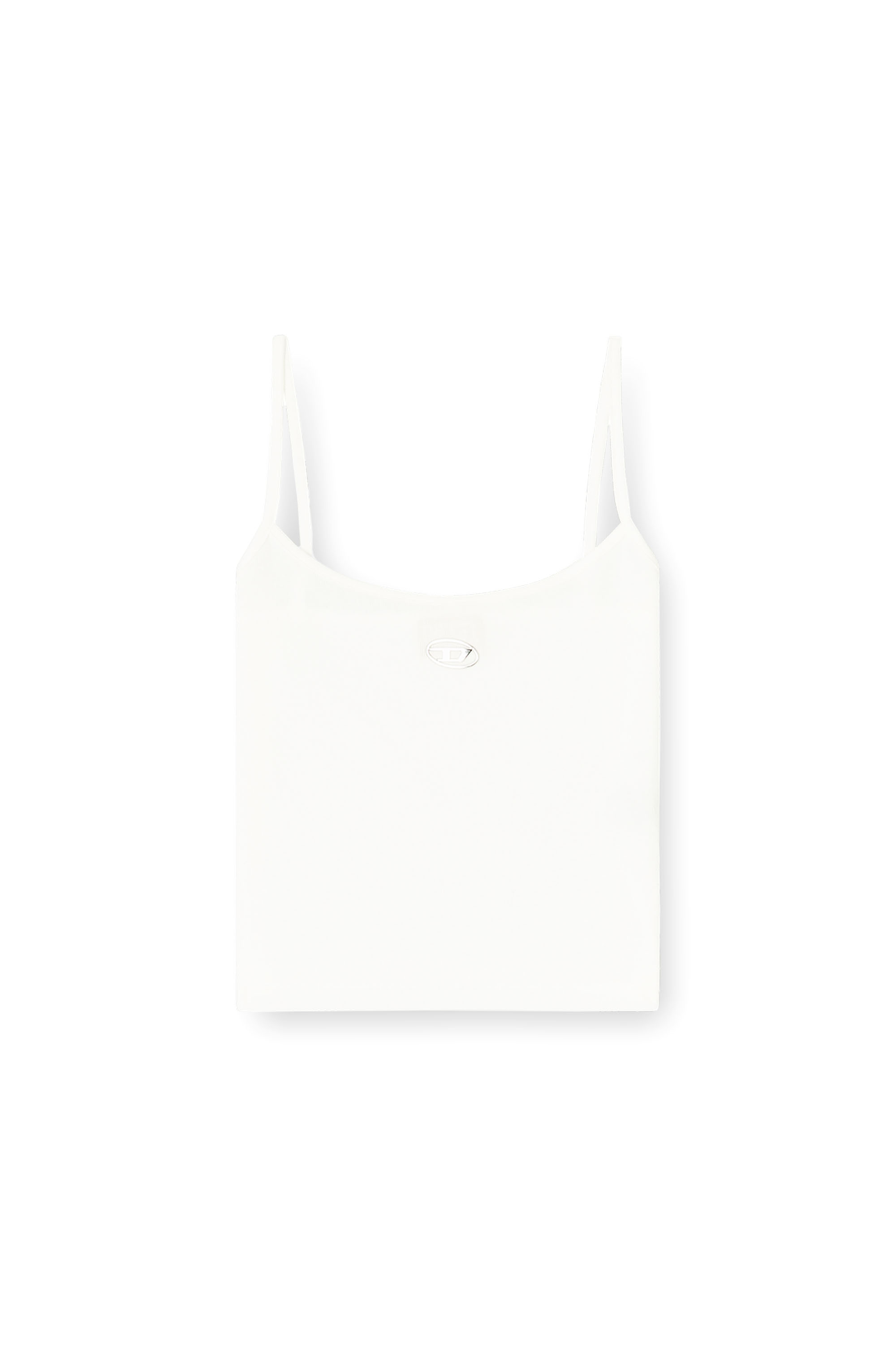 Diesel - T-HUPY-OD, Woman's Ribbed top with metallic Oval D in White - 3