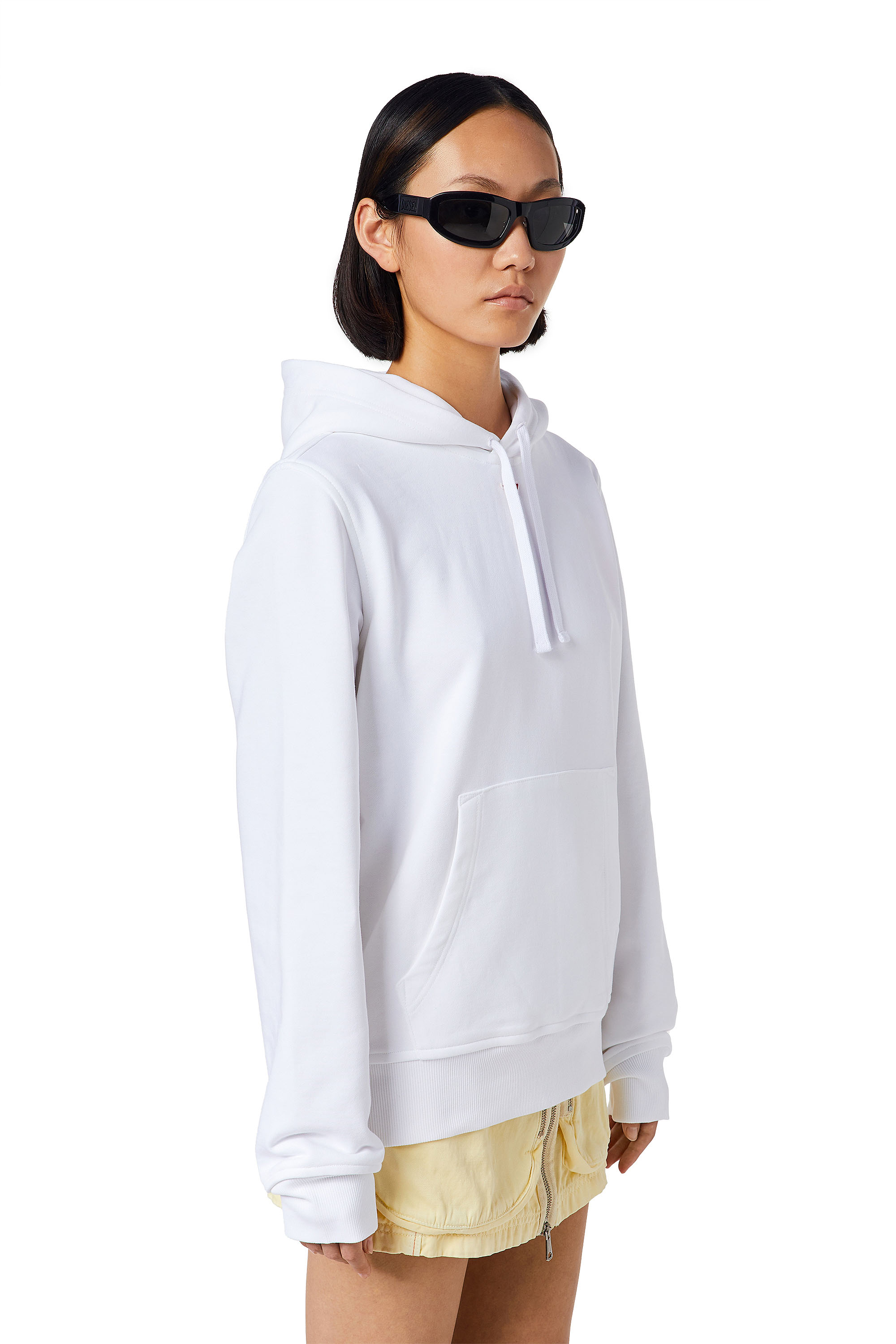 Diesel - S-GINN-HOOD-D, Woman Hoodie with embroidered D patch in White - Image 6