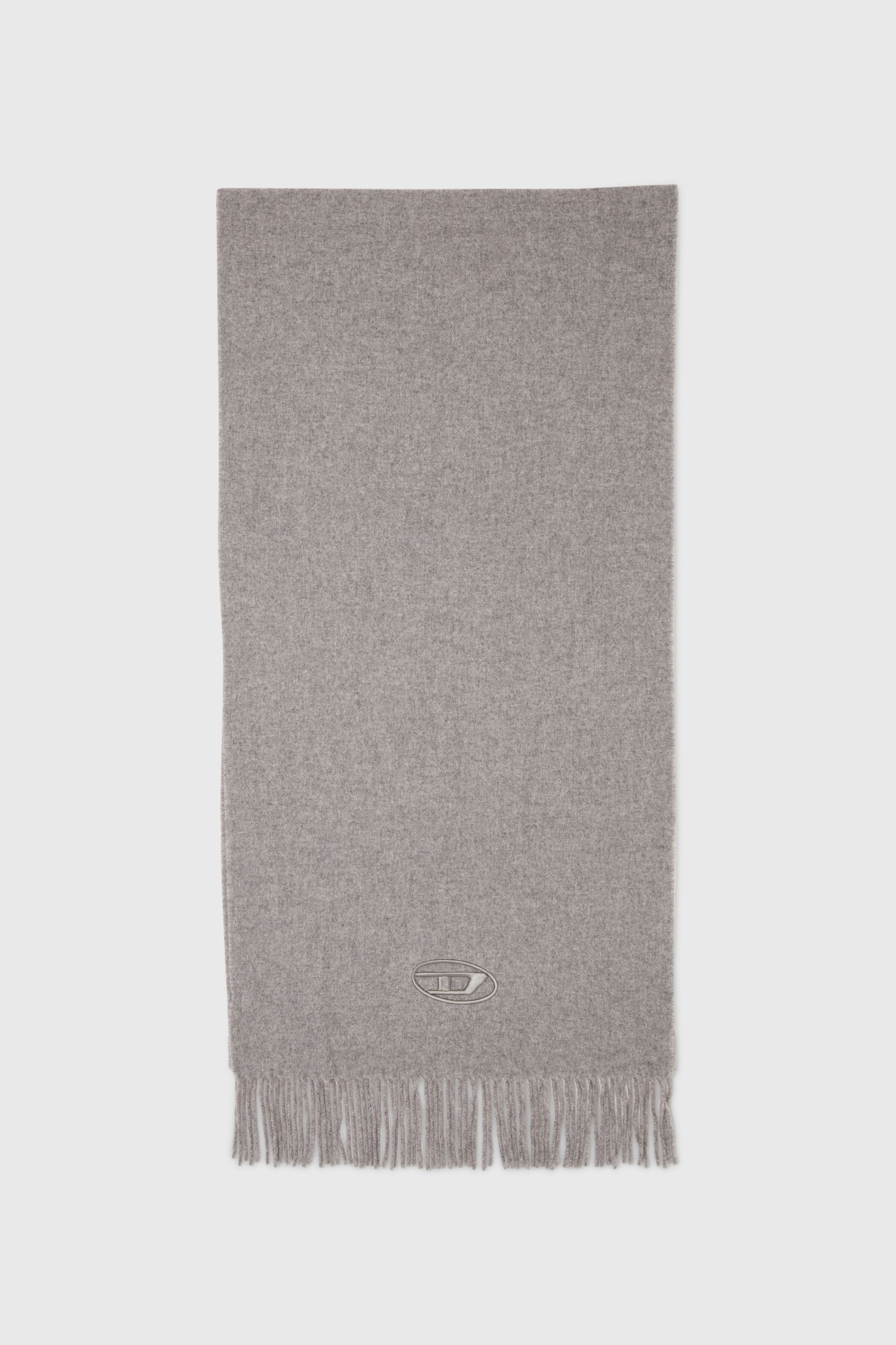 Diesel - S-IMON-D-LONG, Unisex's Wool-blend scarf with fringed edges in Grey - 1