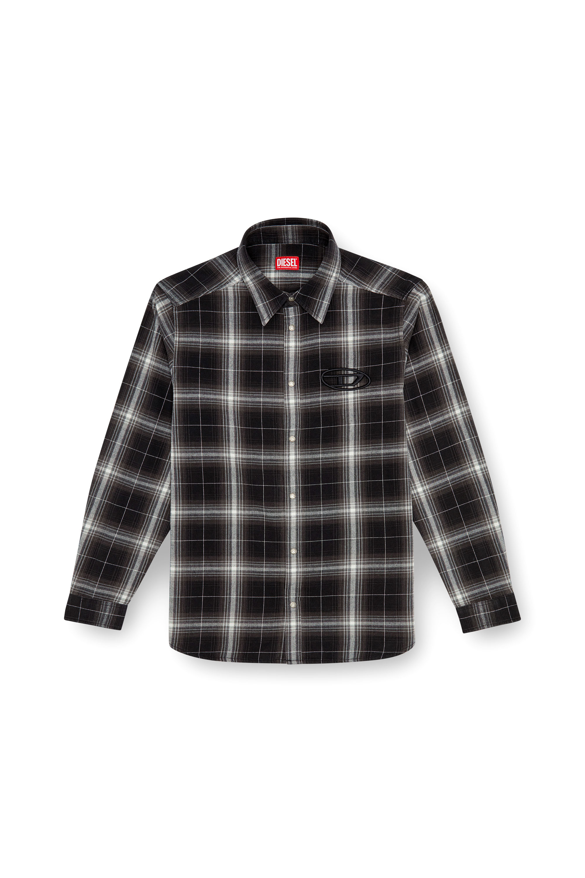 Diesel - S-SIMPLY-A, Man Check flannel shirt in Black - Image 3