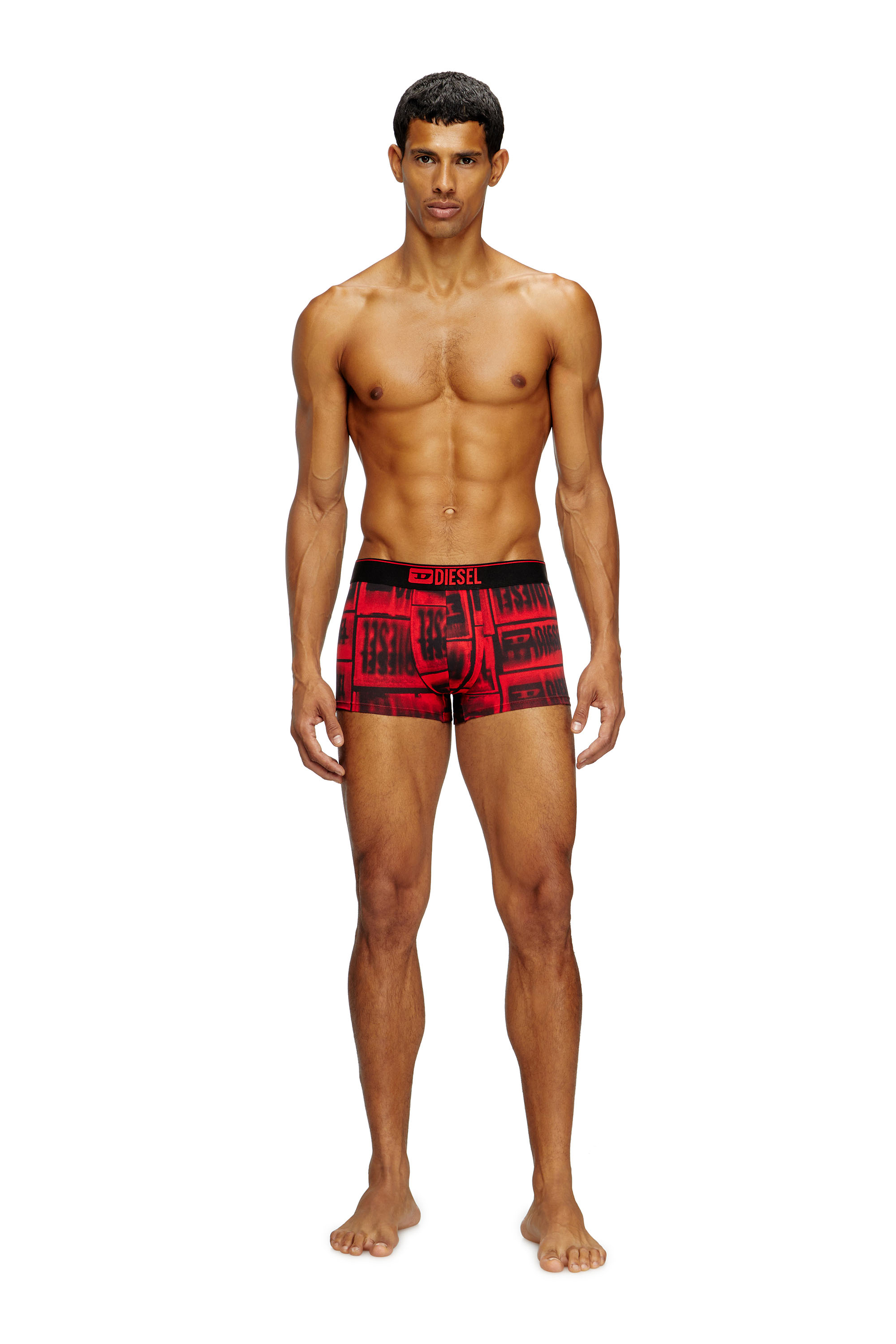 Diesel - DAMIEN-D-BOX, Man's Boxer briefs with faded logo print in Red - 3