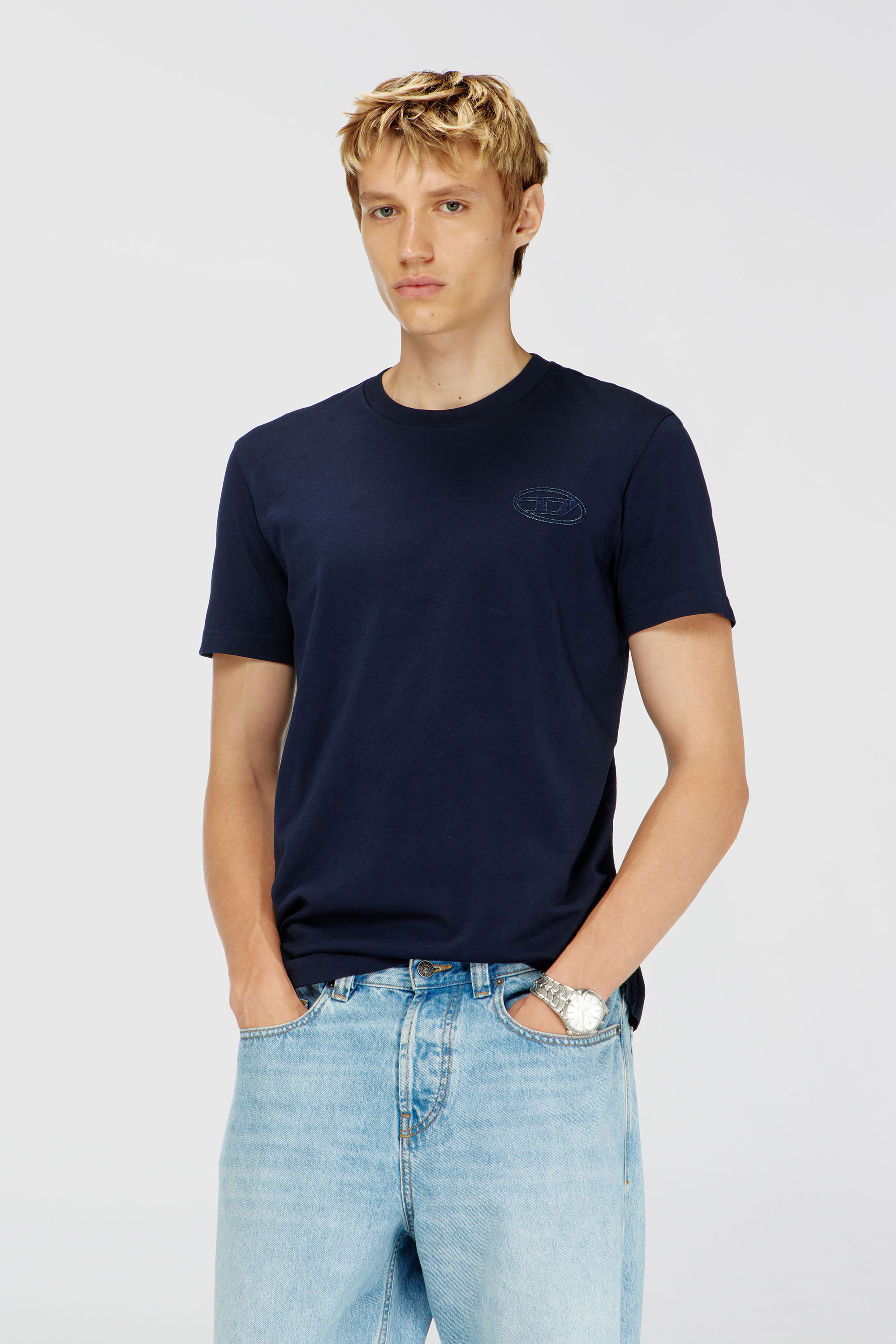 Diesel - T-DIEGO-T92, Man's Cotton T-shirt with Oval D logo in Blue - 3