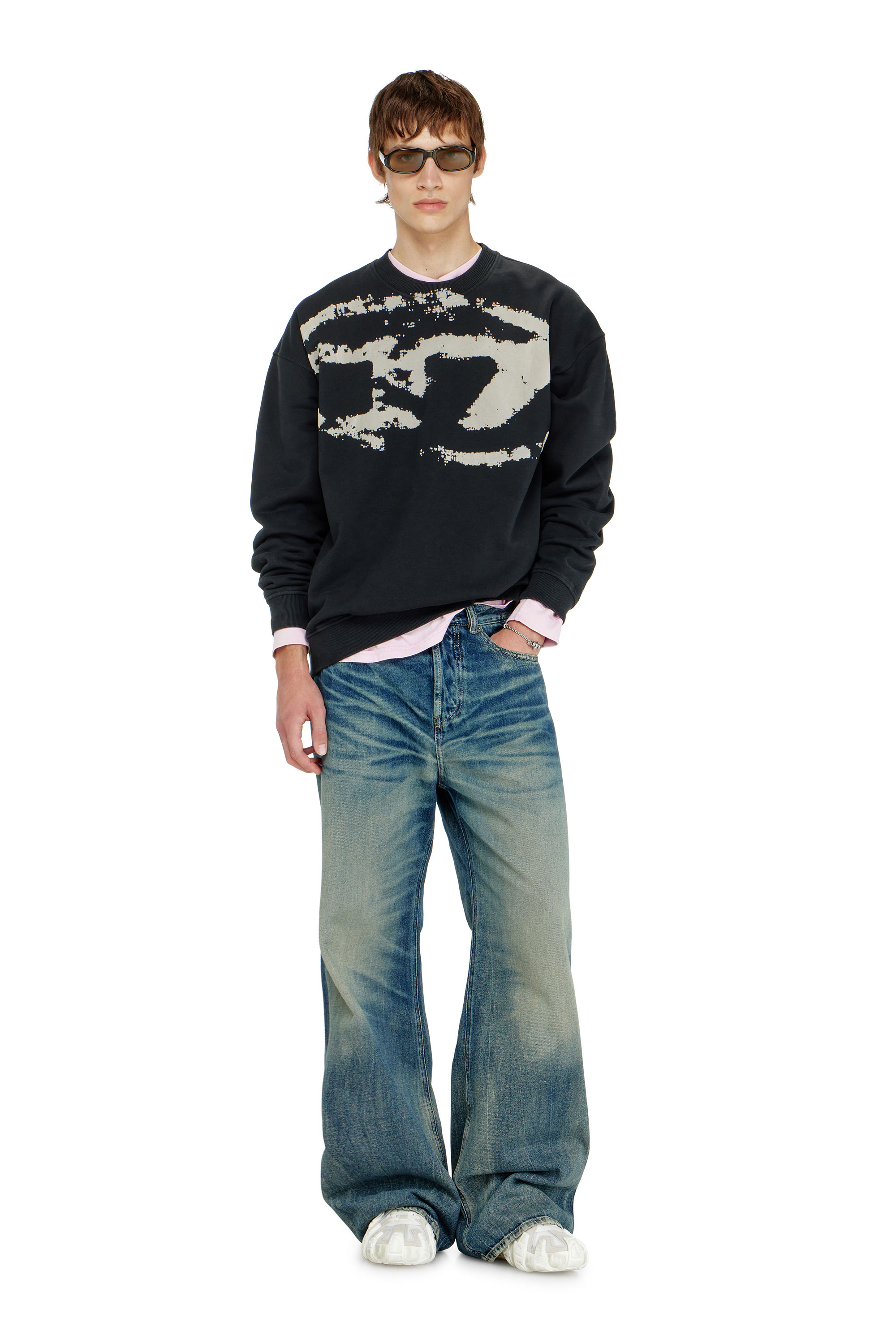 Diesel - S-BOXT-N5, Man's Cotton sweatshirt with flocked Oval D in null - 2