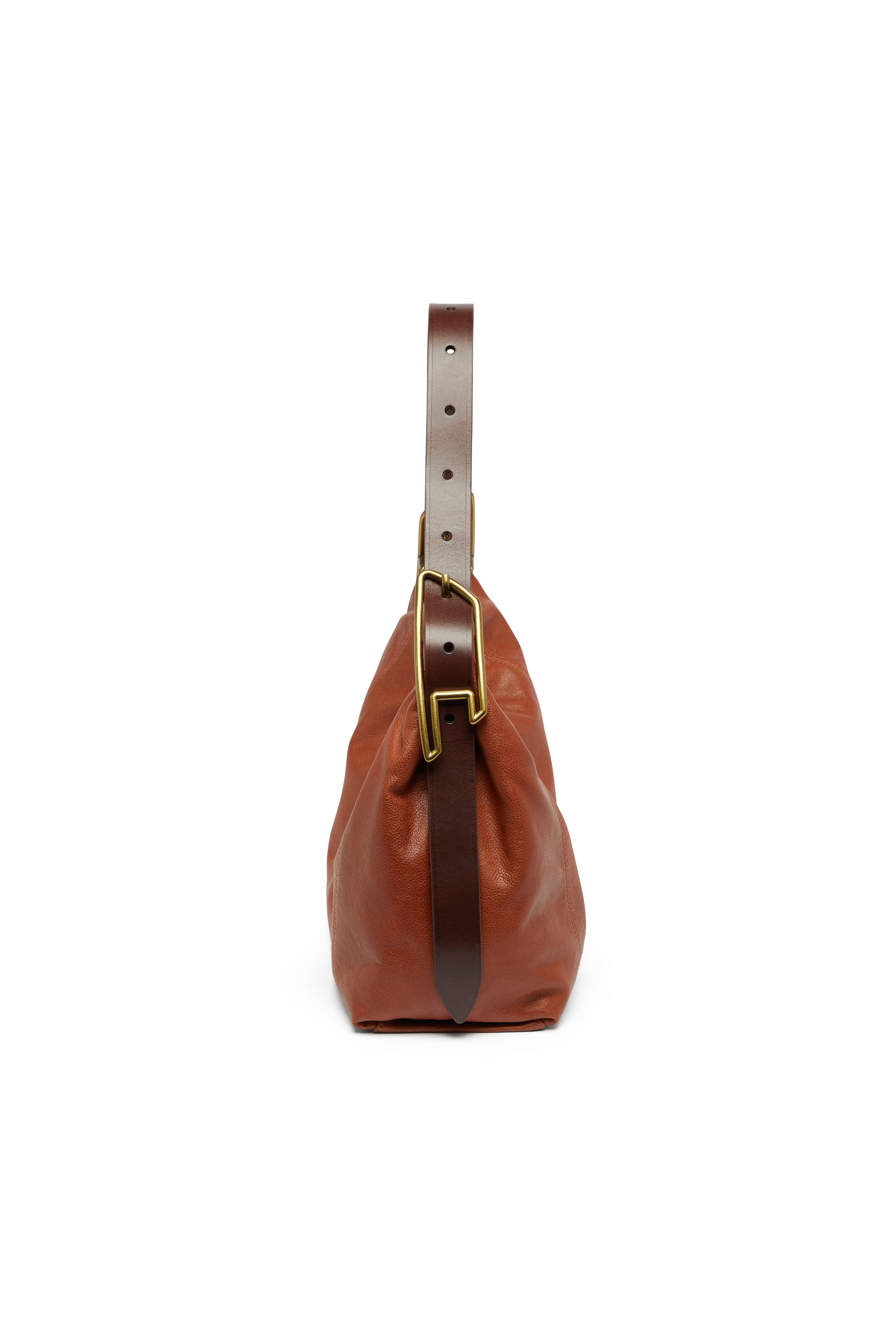 Diesel - D-LINE HOBO S, Woman's D-Line-Shoulder bag in shiny leather in Brown - 5