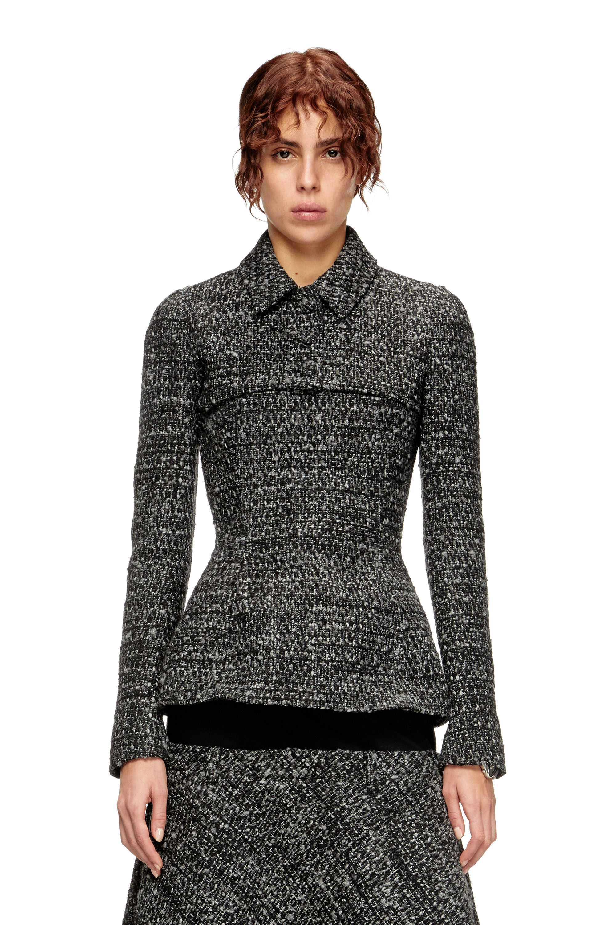 G-ANNE, Black Diesel - G-ANNE, Woman's Bouclé jacket with ultra-crop hem in Black - 3
