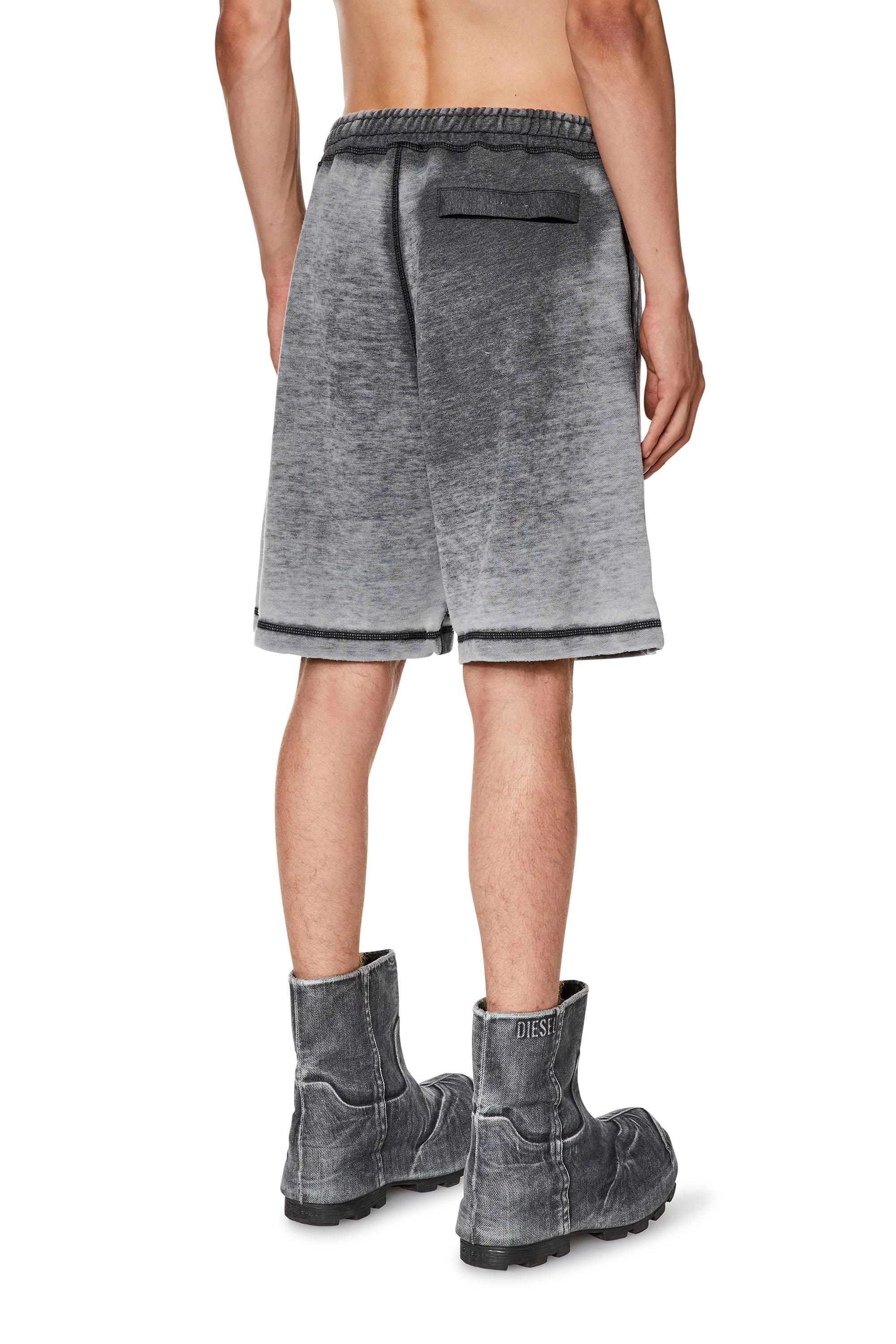 Diesel - P-ROWN, Man's Sweat shorts with burn-out logo in Black - 4