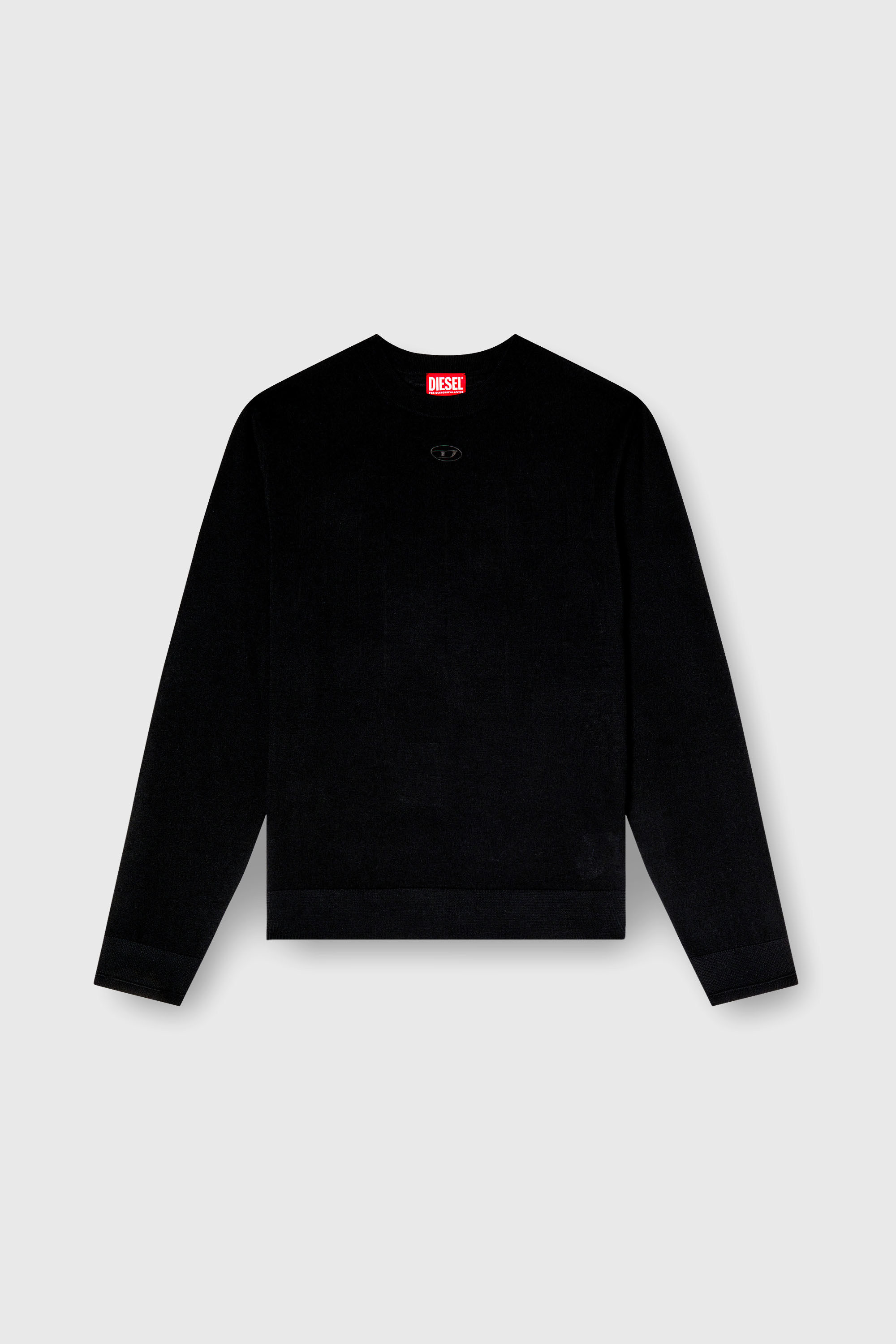 Diesel - K-VALIAM, Man's Wool jumper with cut-out logo in Black - 2