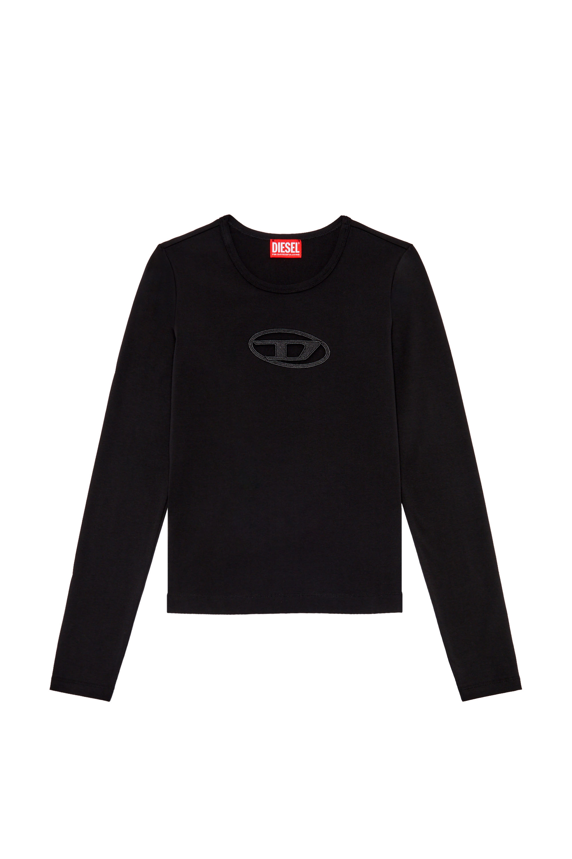 Diesel - T-ANGIE-LS, Woman Long-sleeve T-shirt with cut-out logo in Black - Image 3