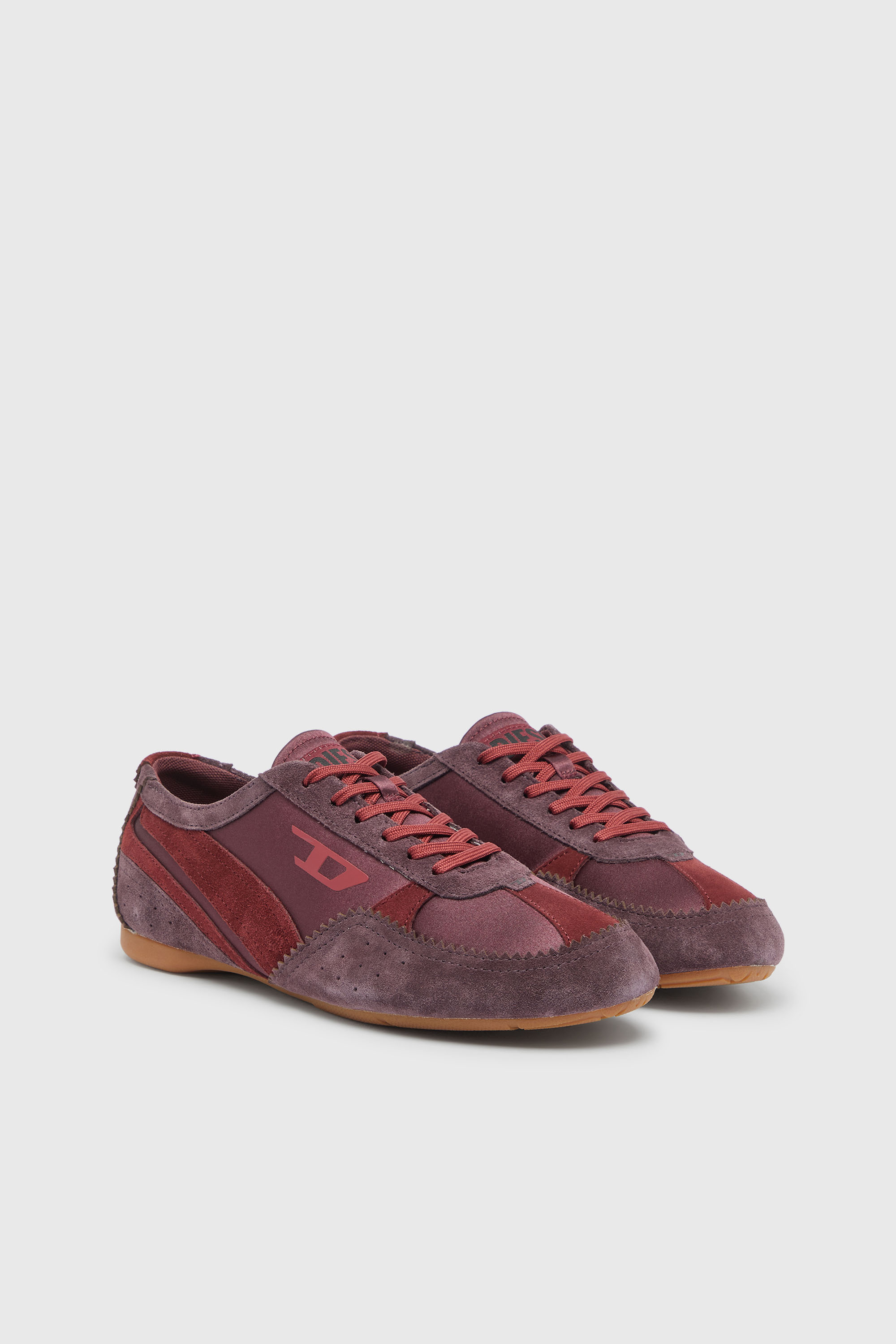 Diesel - D-MILE LOW II W, Woman's D-Mile-Flat sneakers with suede overlays in Burgundy - 2