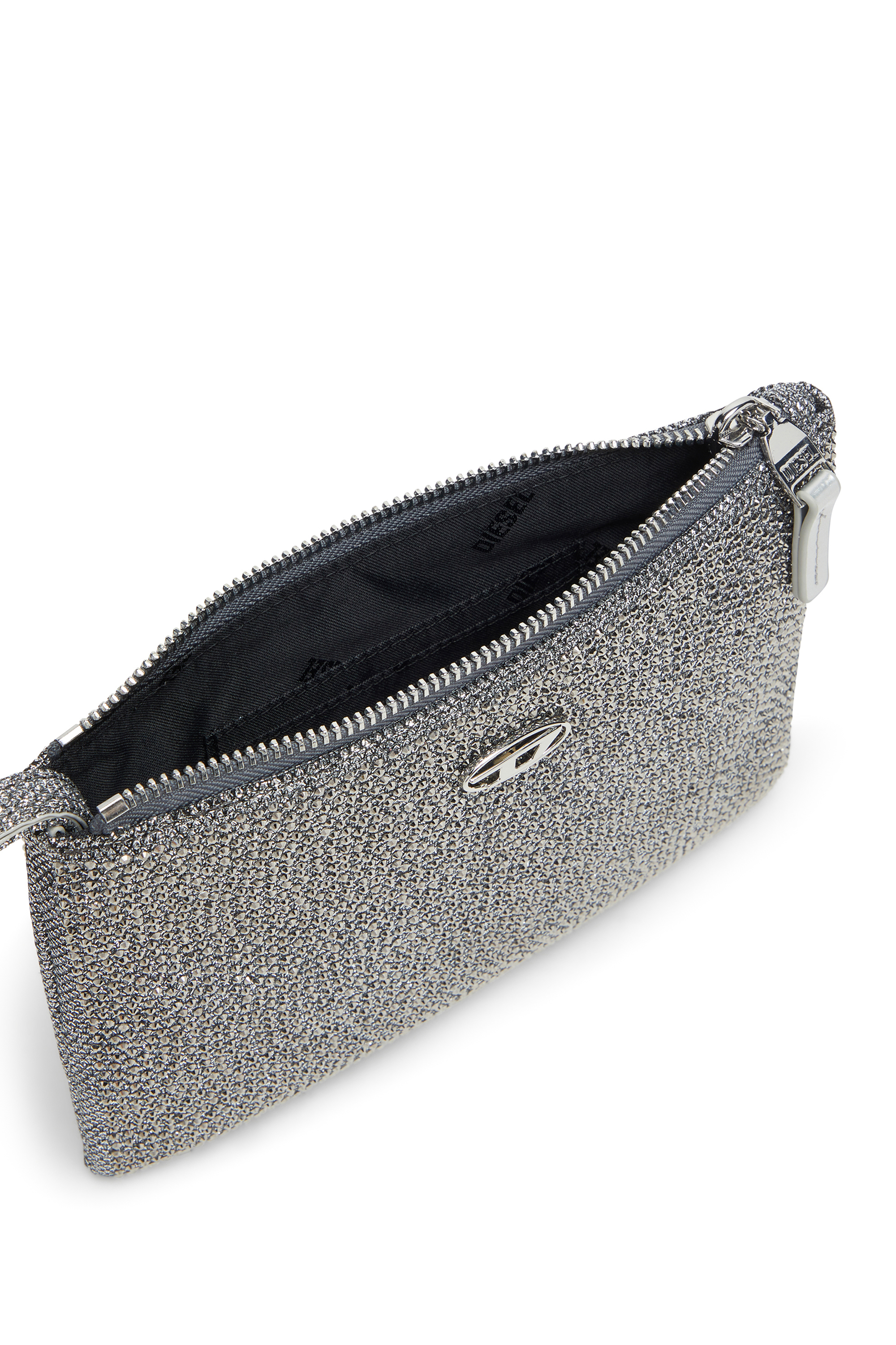 Diesel - PLAY POUCH II, Woman's Pouch in crystal lurex fabric in Silver - 4