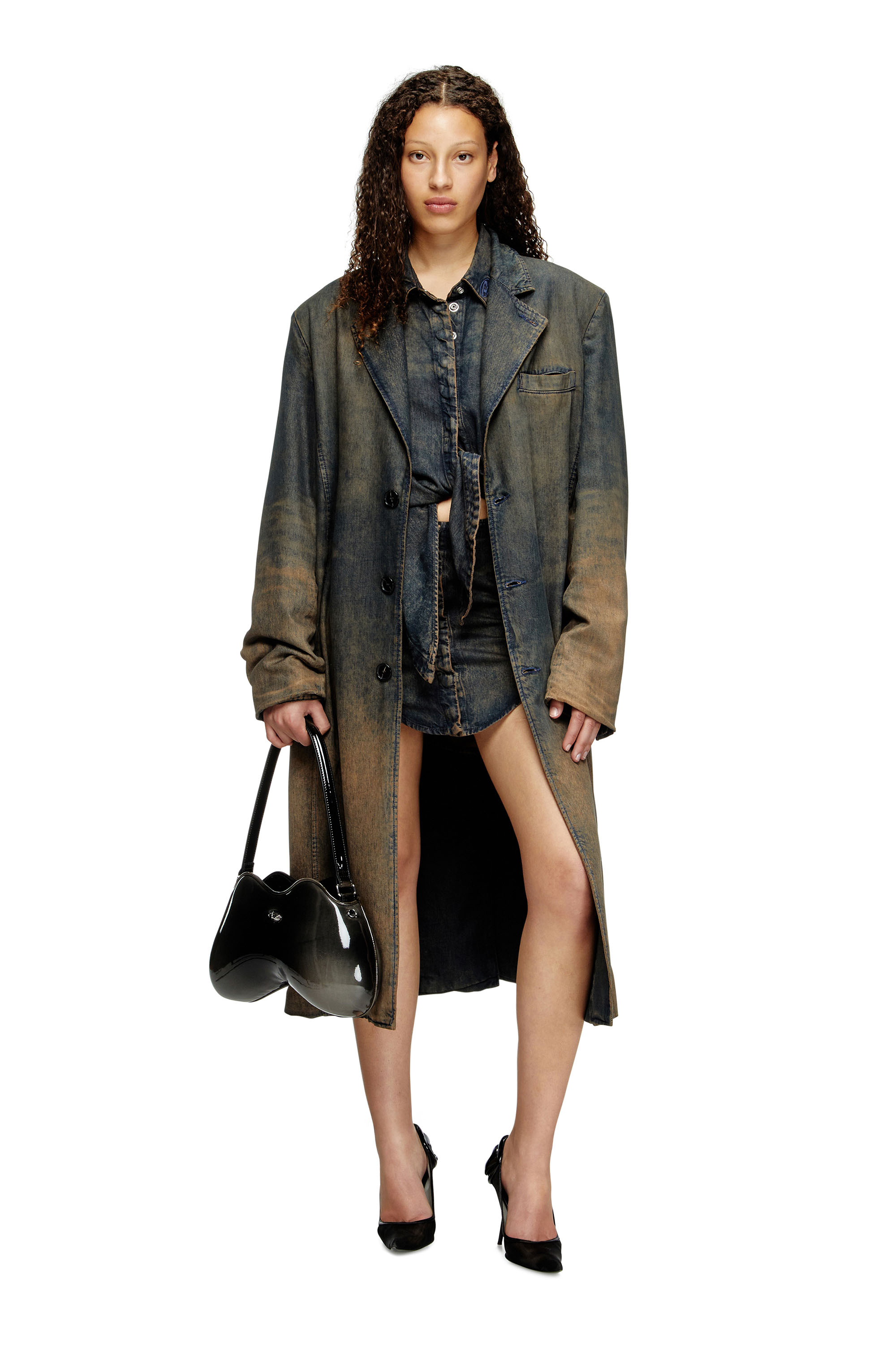 Diesel - DE-SUSAN-S, Woman's Dress in fluid denim in Dark Blue - 2