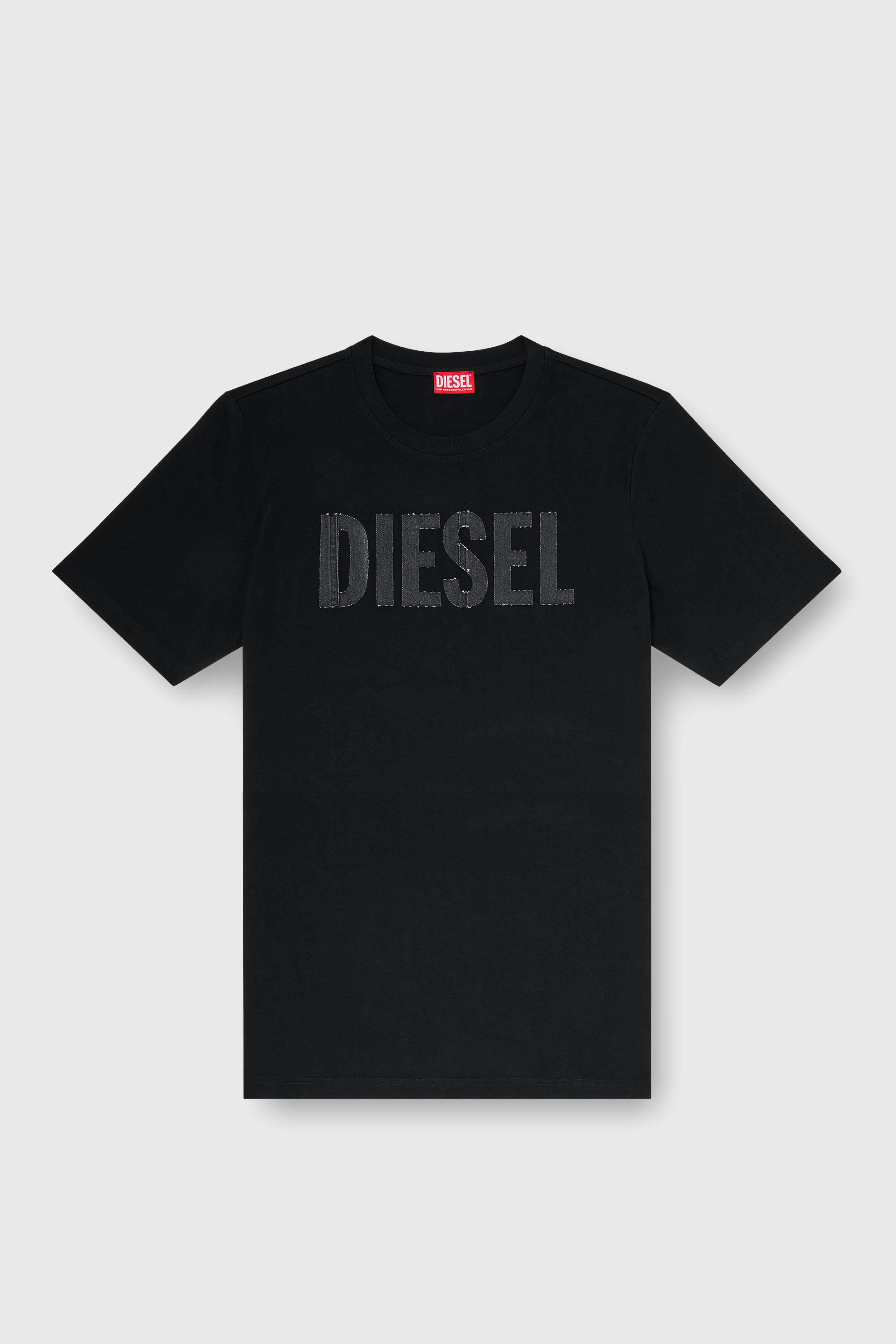 Diesel - T-JUST-APP-T92, Man's Cotton T-shirt with tonal Diesel logo print in Black - 2