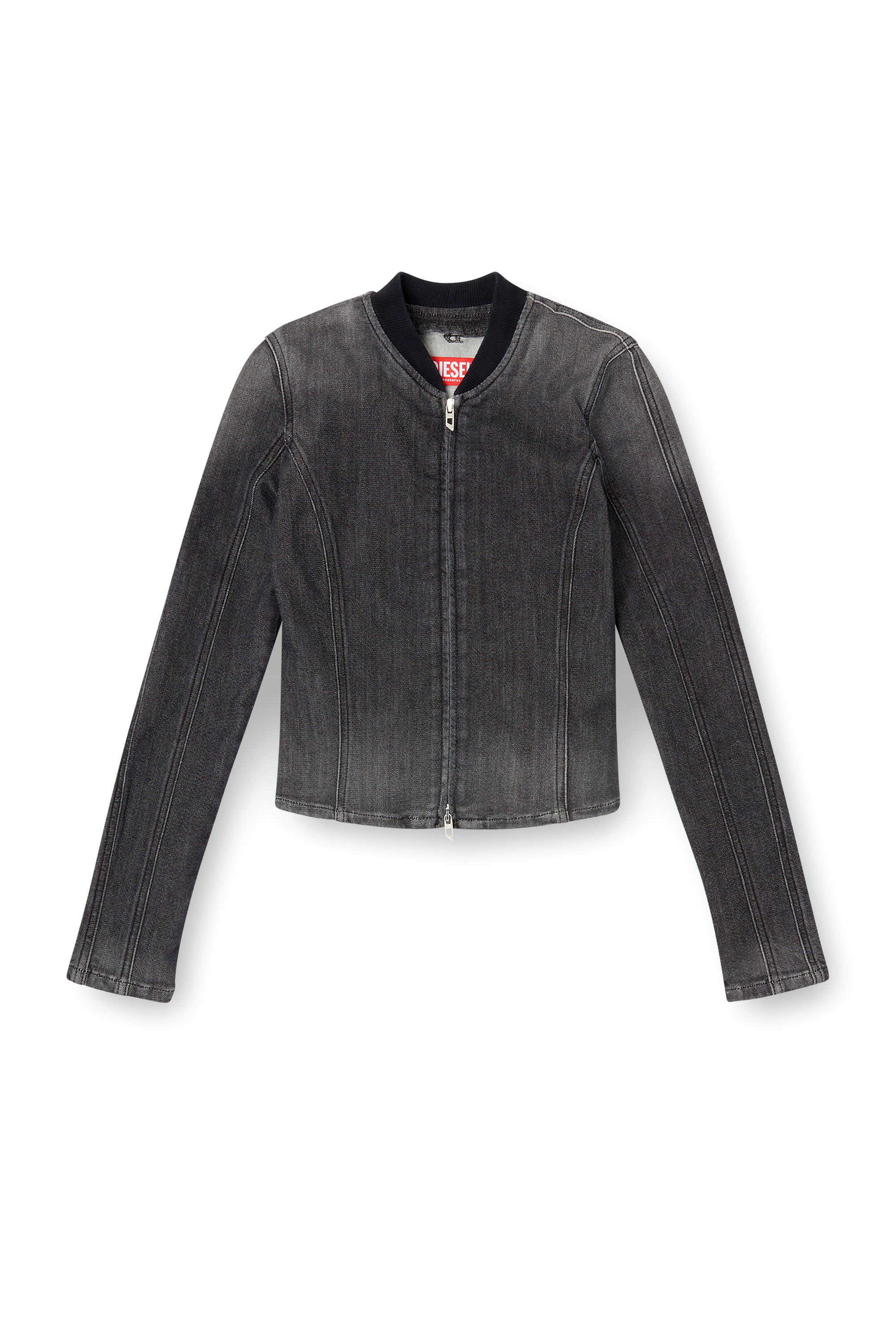 Diesel - DE-GARY-D JOGG, Woman's Cropped jacket in monochrome denim in Black - 2