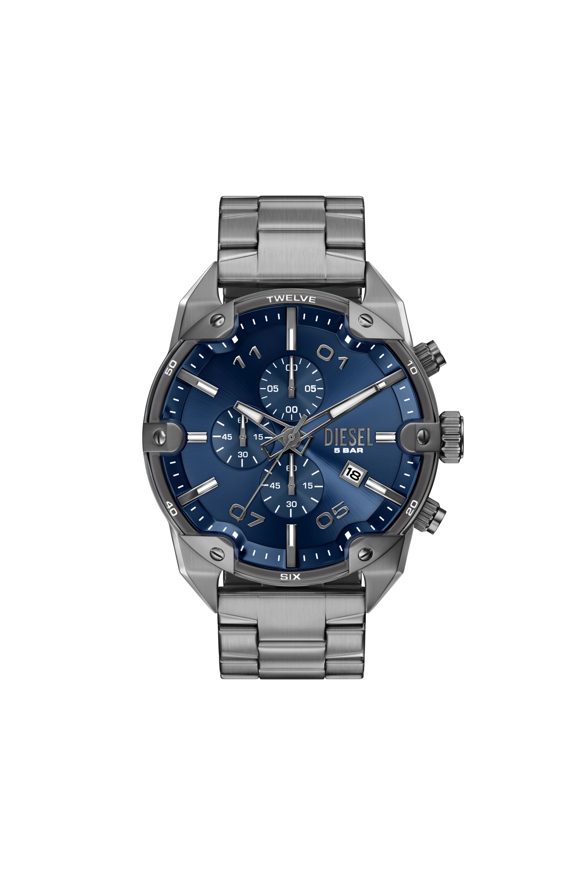 Diesel - DZ4724 WATCH, Man's Spiked gunmetal stainless steel watch in Dark grey - 1