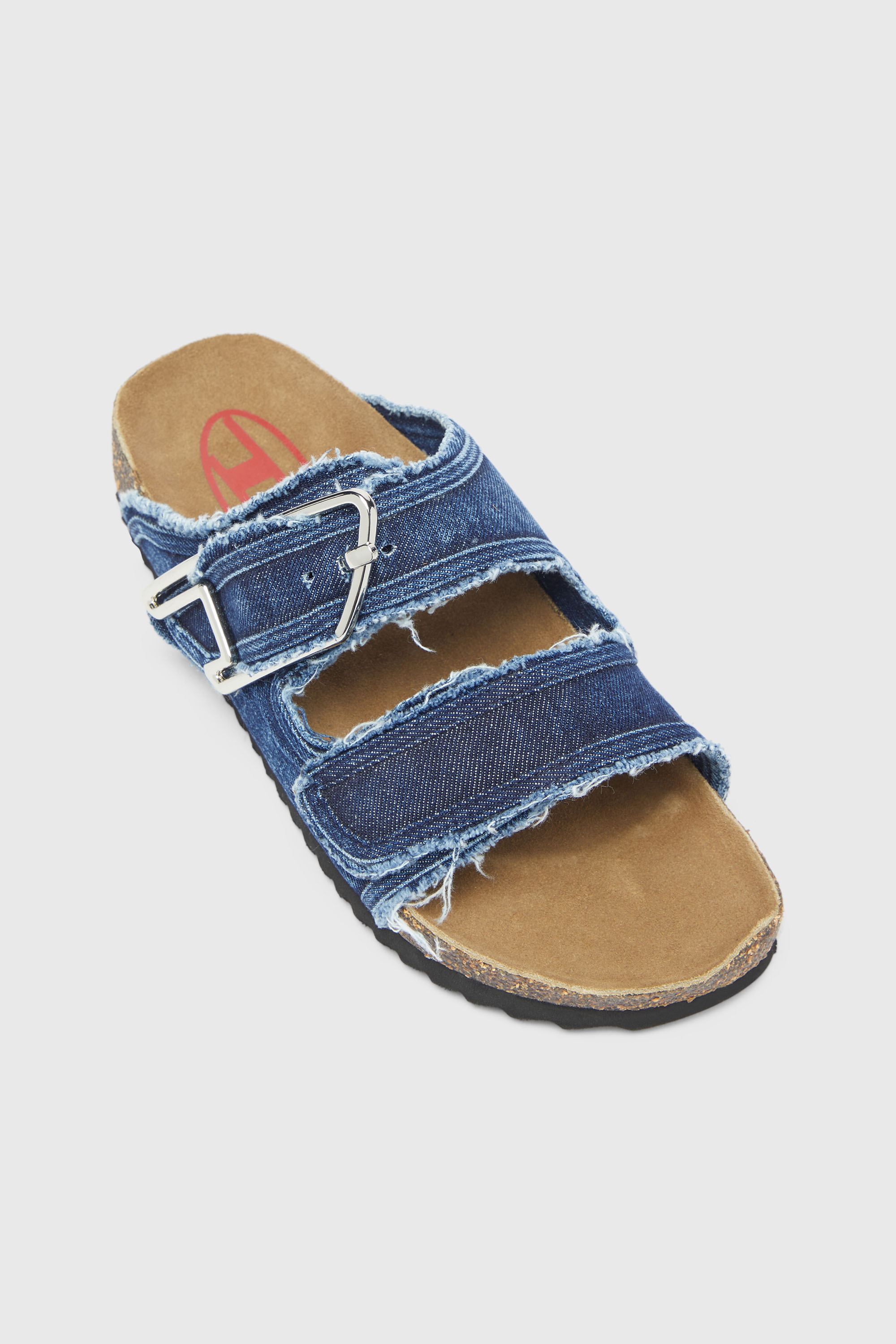 Diesel - D-WOODSTOCK D SANDAL W, Woman's D-Woodstock - Slide with frayed denim straps in Medium blue - 6