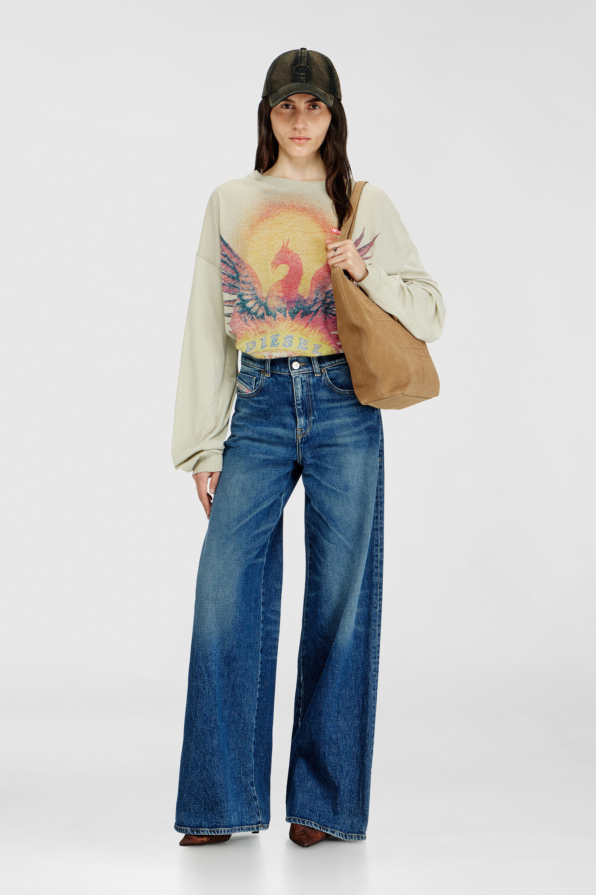 Diesel - 1DR DOME TOTE E/W, Unisex's 1DR Dome-Suede tote with Oval D Logo in Camel - 1