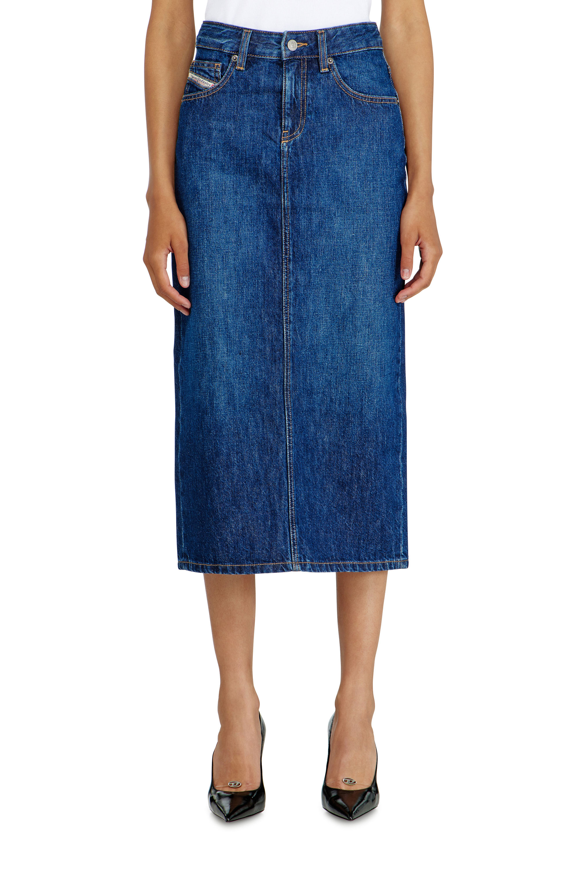 Diesel - DE-SKYE-D, Woman's Denim midi skirt in Medium blue - 1