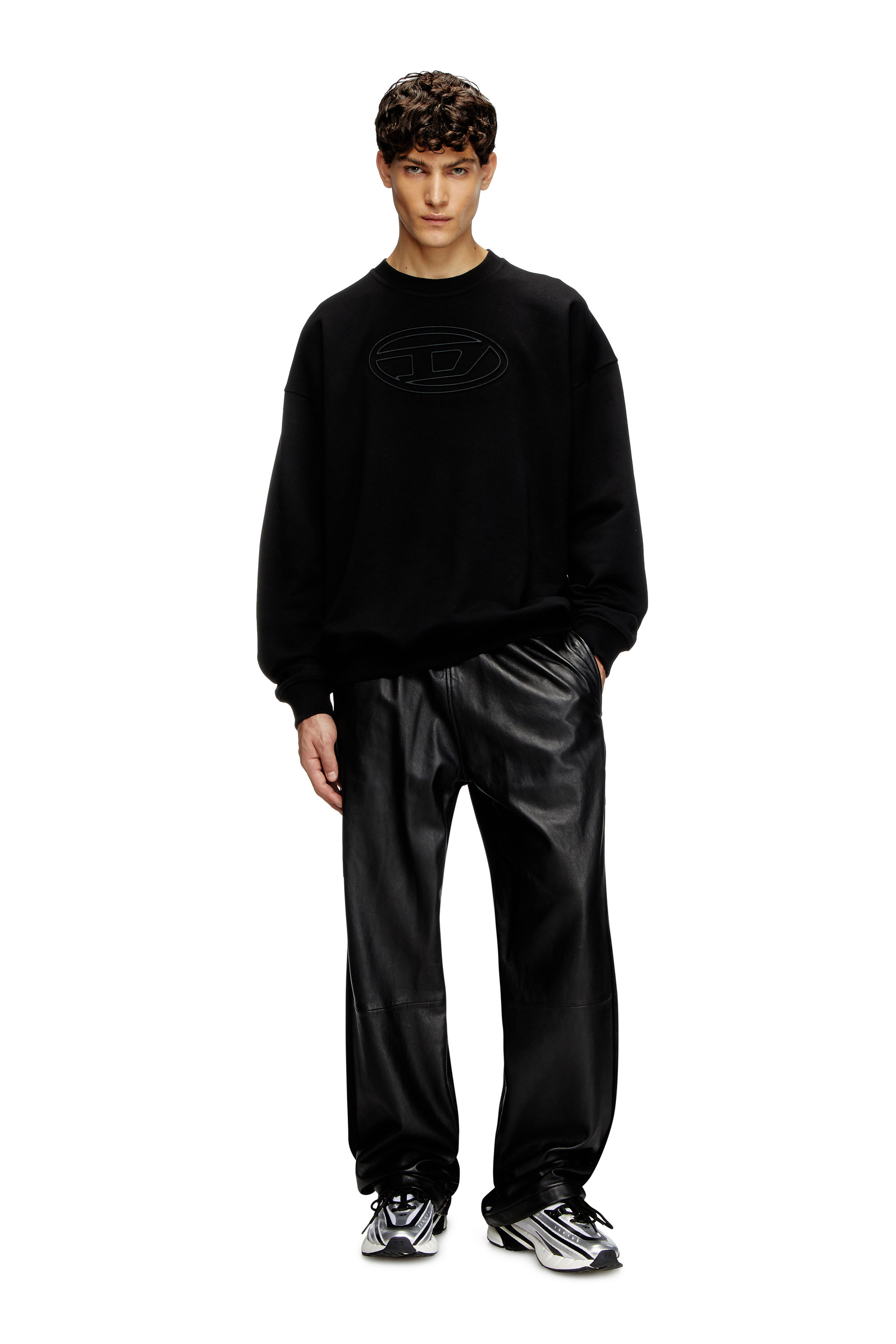 Diesel - S-MART-BIGOVAL, Man's Sweatshirt with embossed Oval D in Black - 1