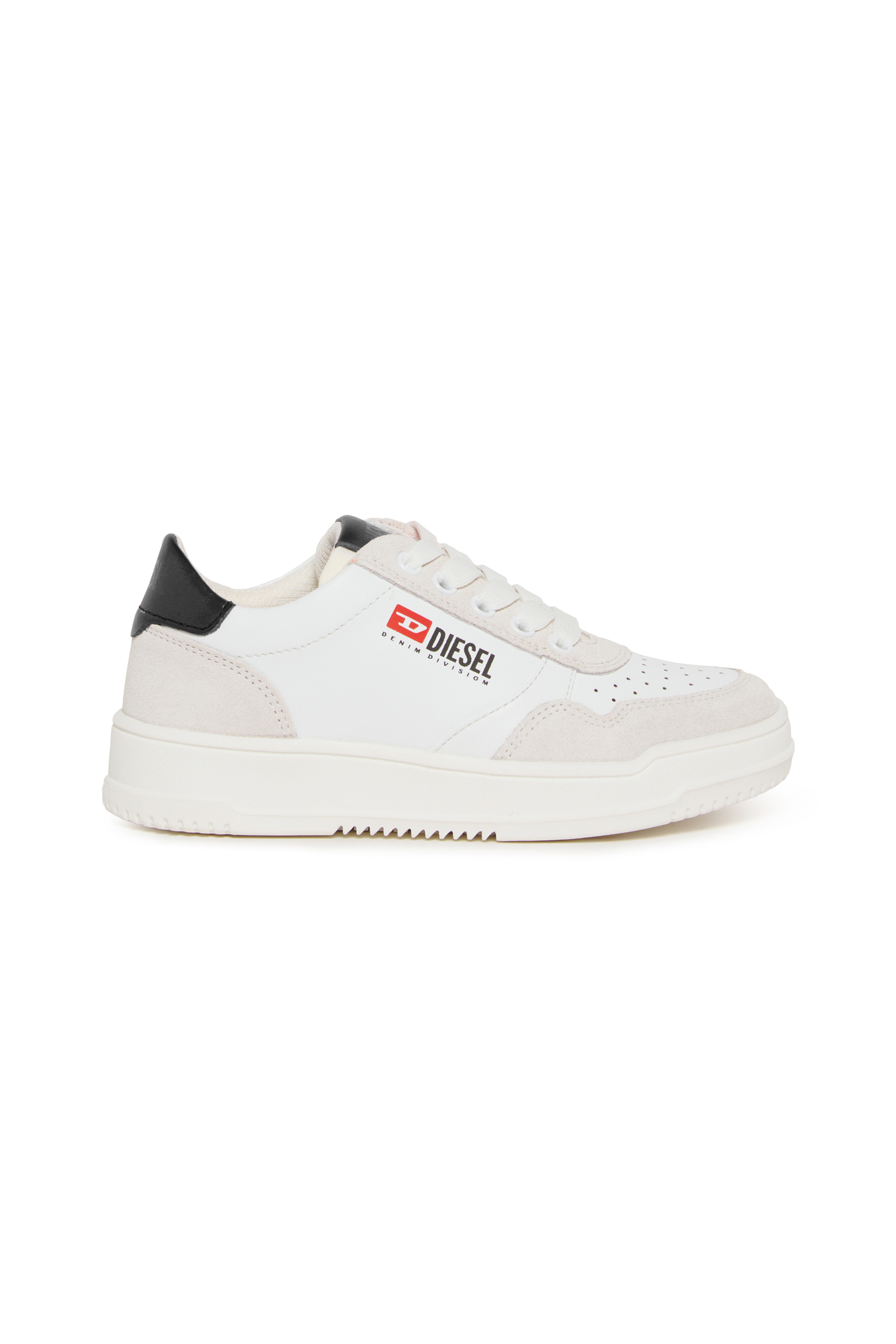 Diesel - S-CASCOUN, Unisex's S-CASCOUN-Sneakers in leather with side logo in White/Black - 1