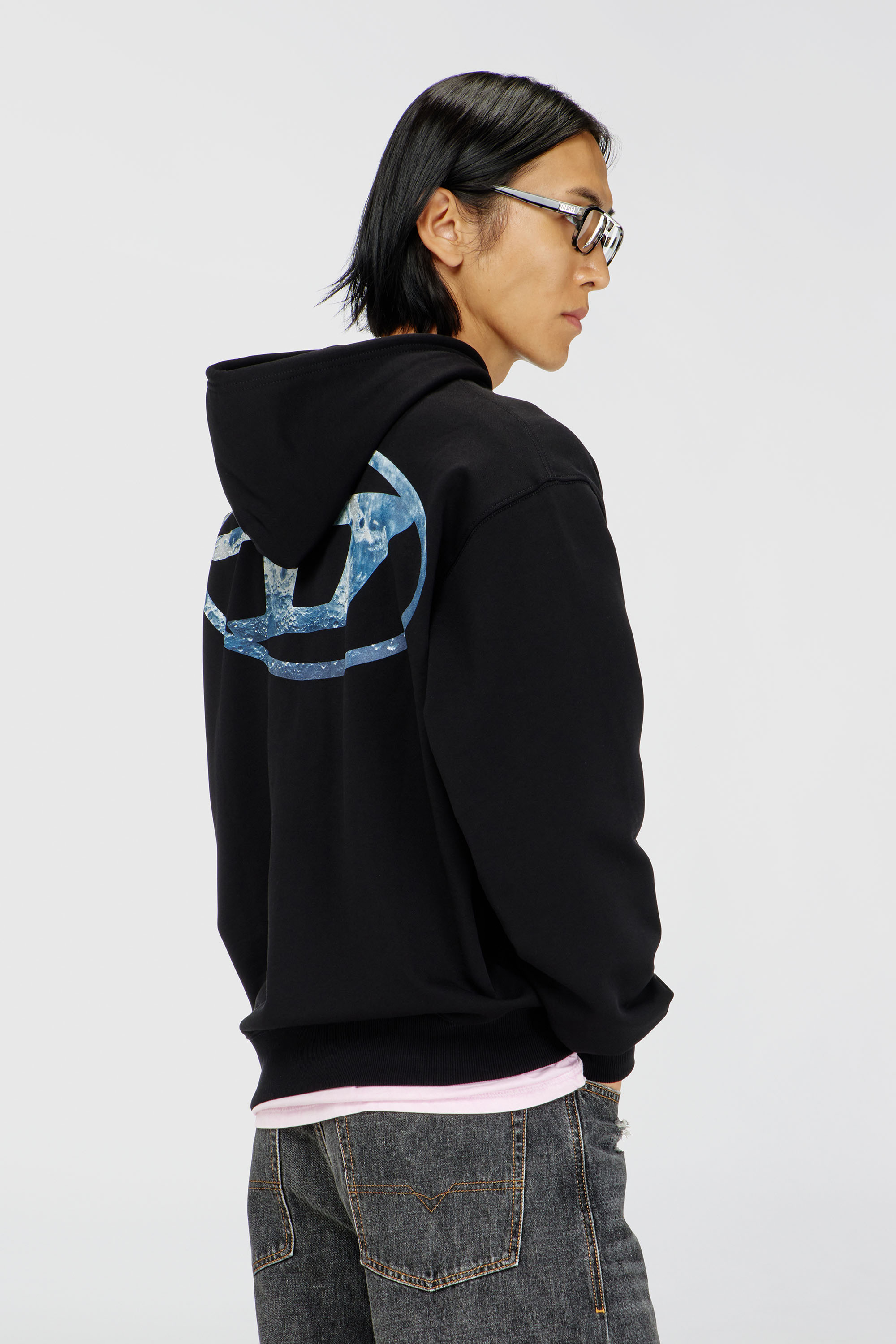 Diesel - S-LUK-H-MOON-T92, Man's Hoodie with Oval D logo in Black - 4