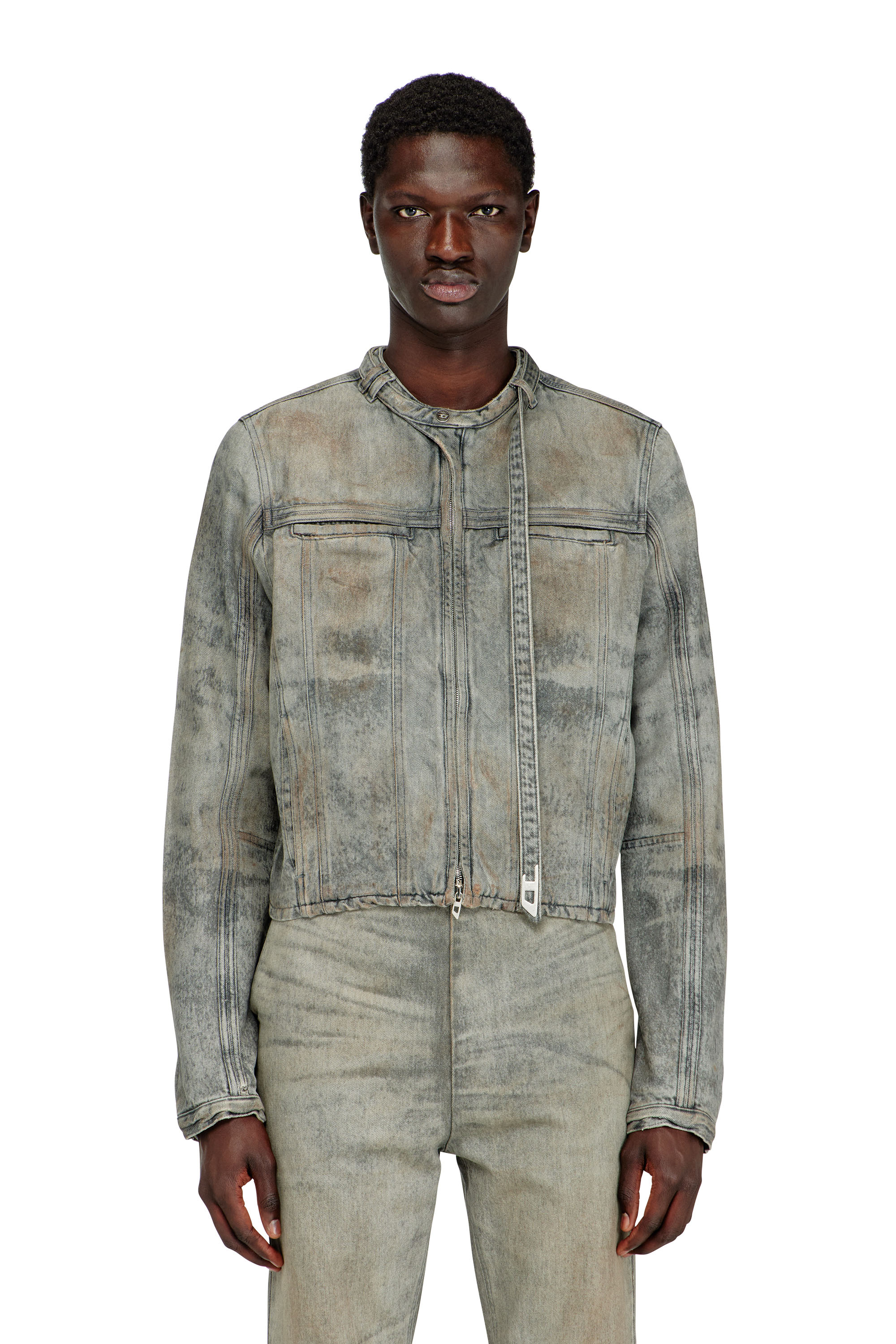 Diesel - D-VULMAR-FSI, Man's Jacket in cotton-hemp satin denim in Grey - 1