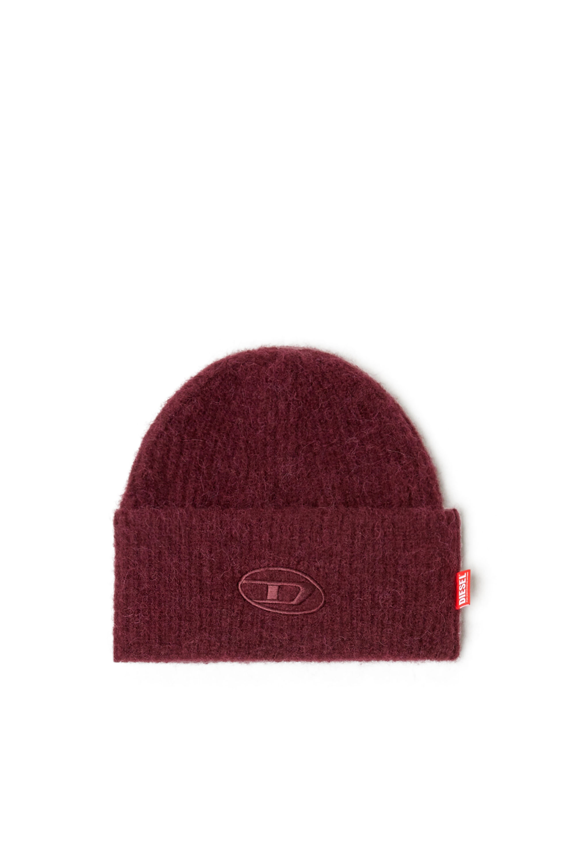 Diesel - FR-K-LOLLO-HAT, Unisex's Burgundy beanie with Oval D embroidery in Burgundy - 1