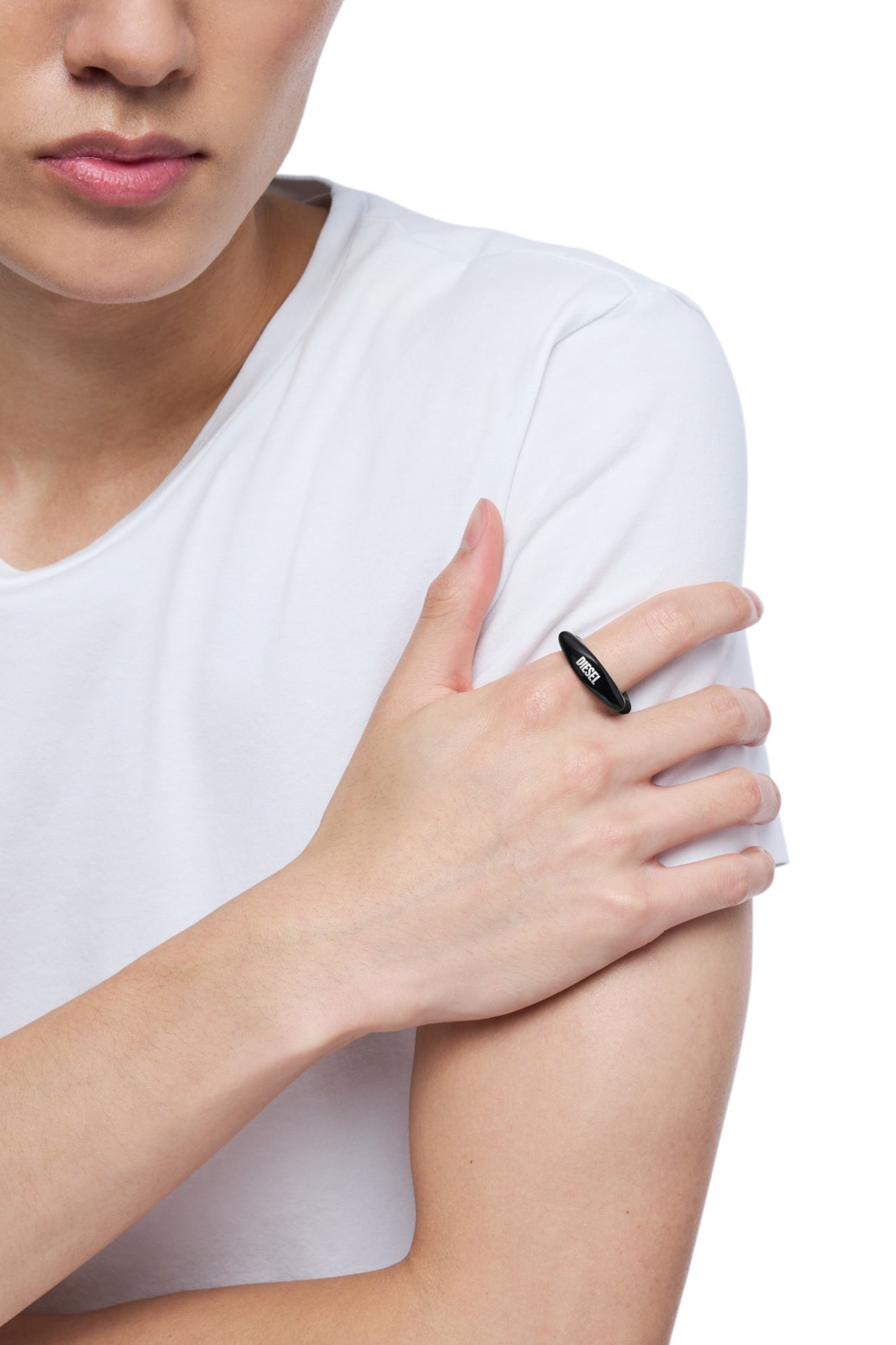 Diesel - DX1632001 JEWELLERY, Unisex's Black stainless steel band ring in Black - 5