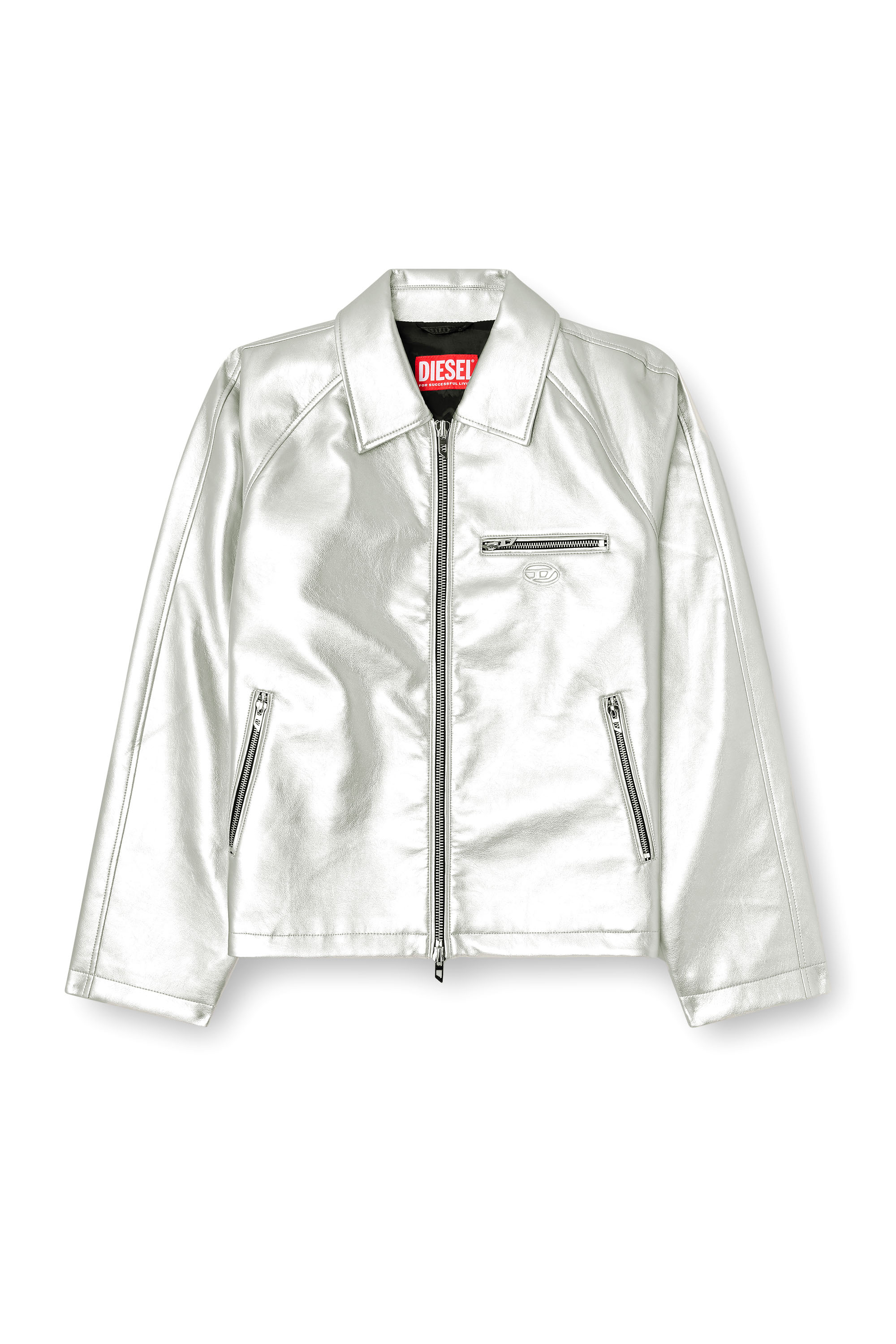 Diesel - J-THOME, Unisex's Metallic coach jacket in Silver - 1