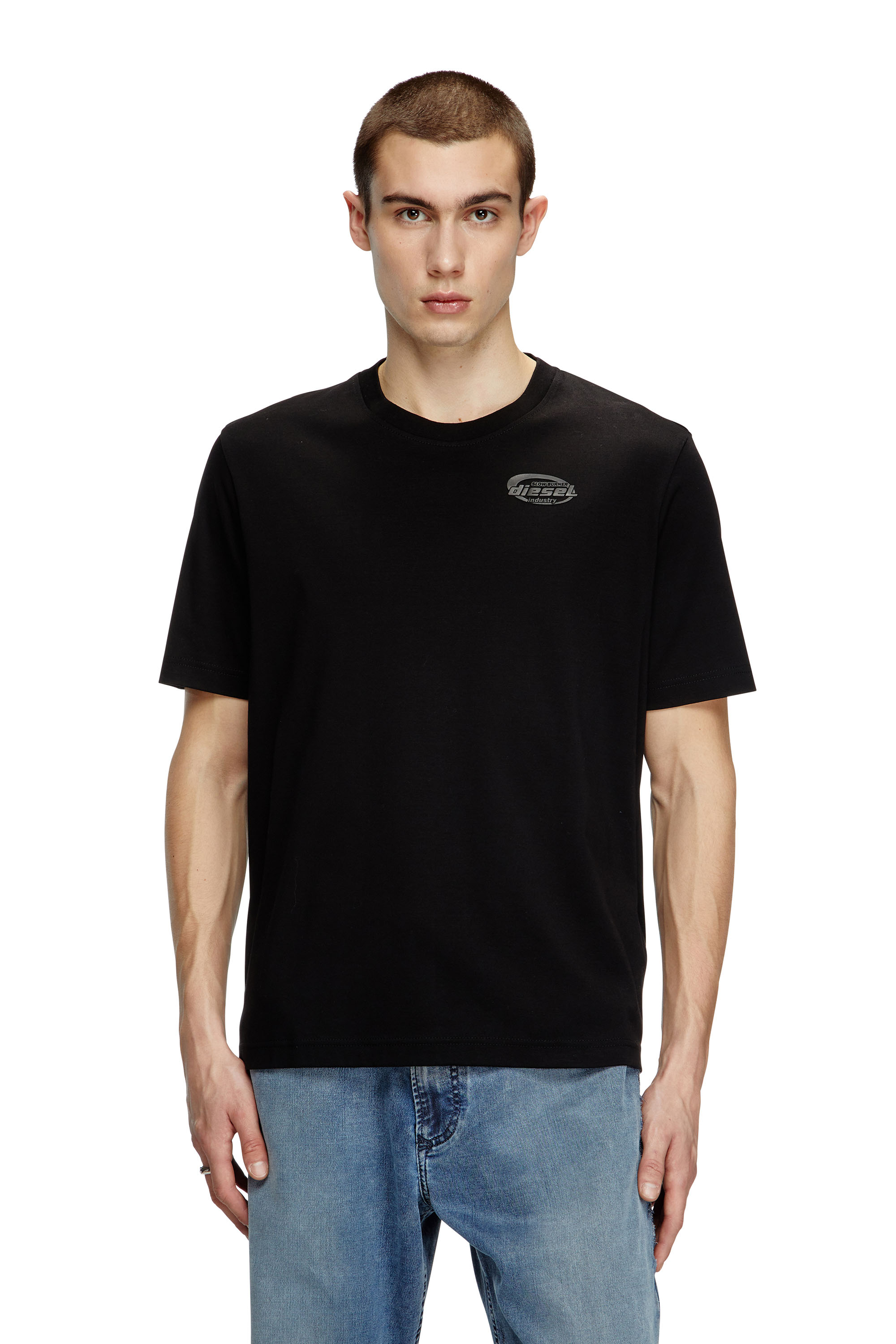 Diesel - T-MADJUST-R2, Man's Mercerized cotton T-shirt with tonal logo in Black - 1