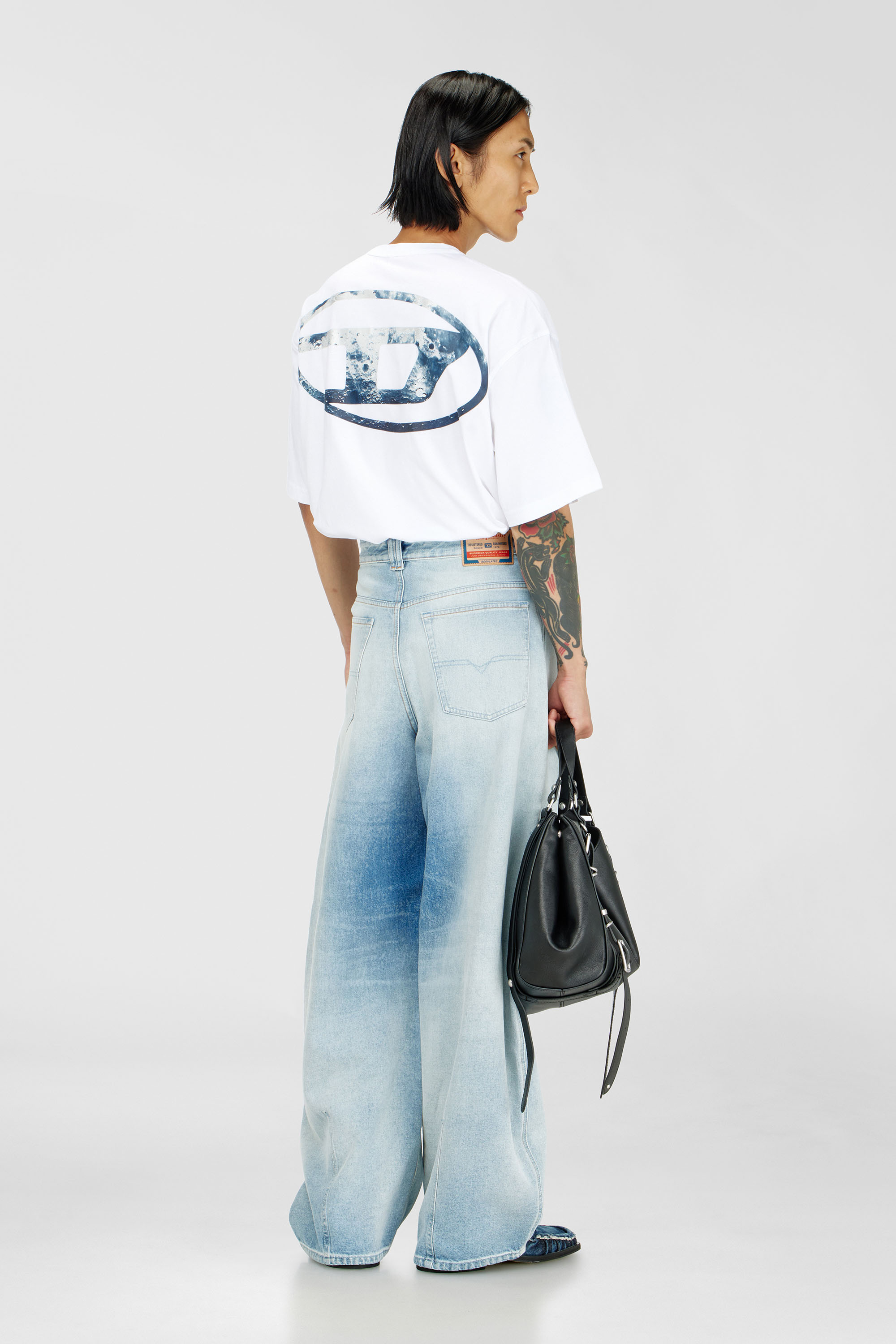 Diesel - T-WASH-MOON-T92, Man's Cotton T-shirt with Oval D logo and graphic in White - 1