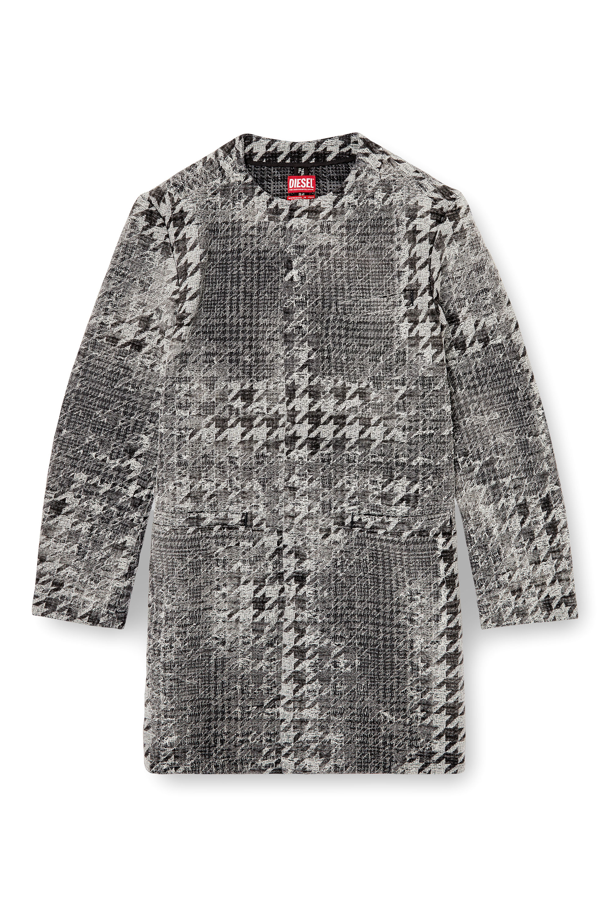 Diesel - D-LOT-FSH, Unisex's Coat in Prince of Wales jacquard denim in Black/White - 4