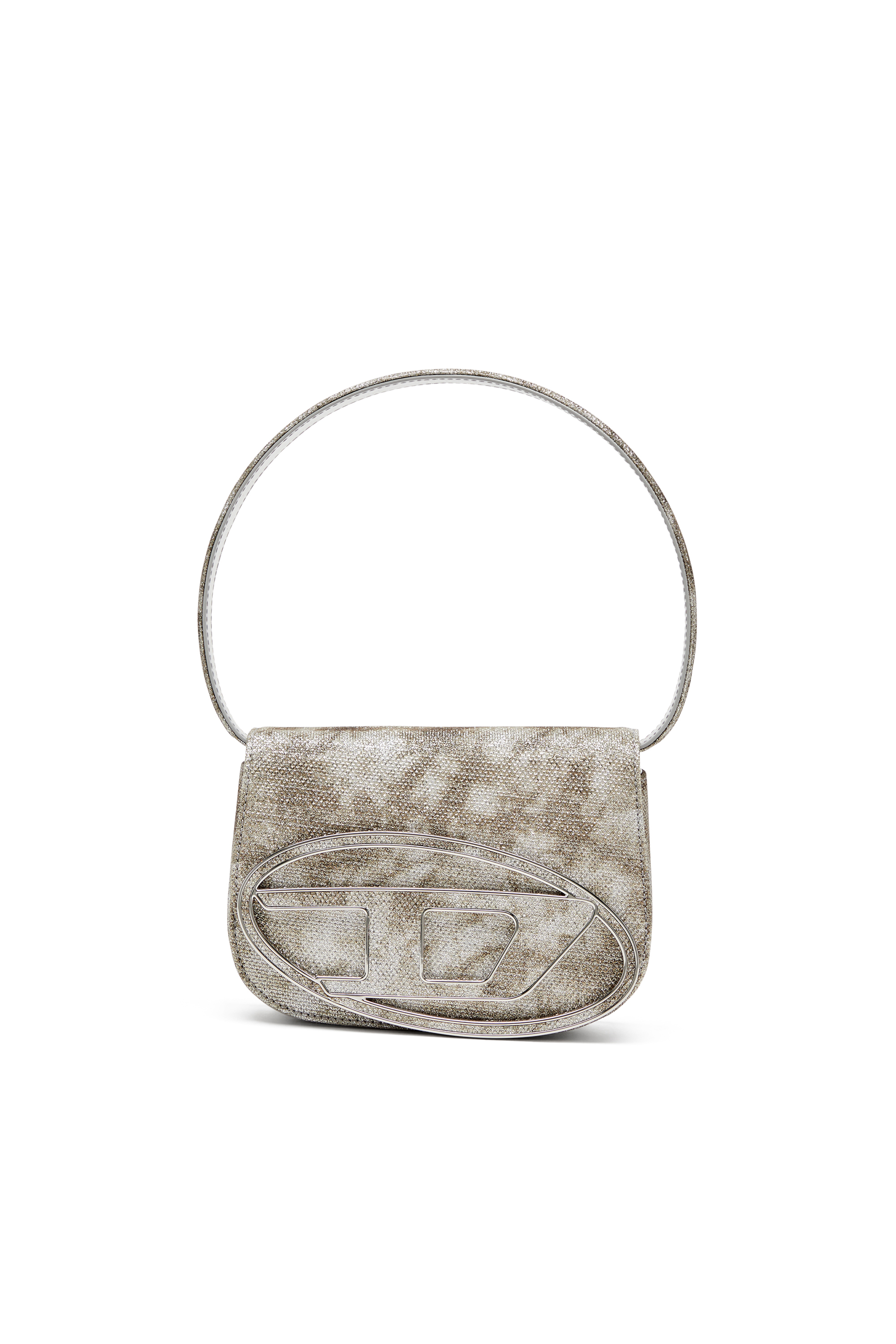 Diesel - 1DR, Woman's Iconic shoulder bag in shimmer fabric in Military Green - 1