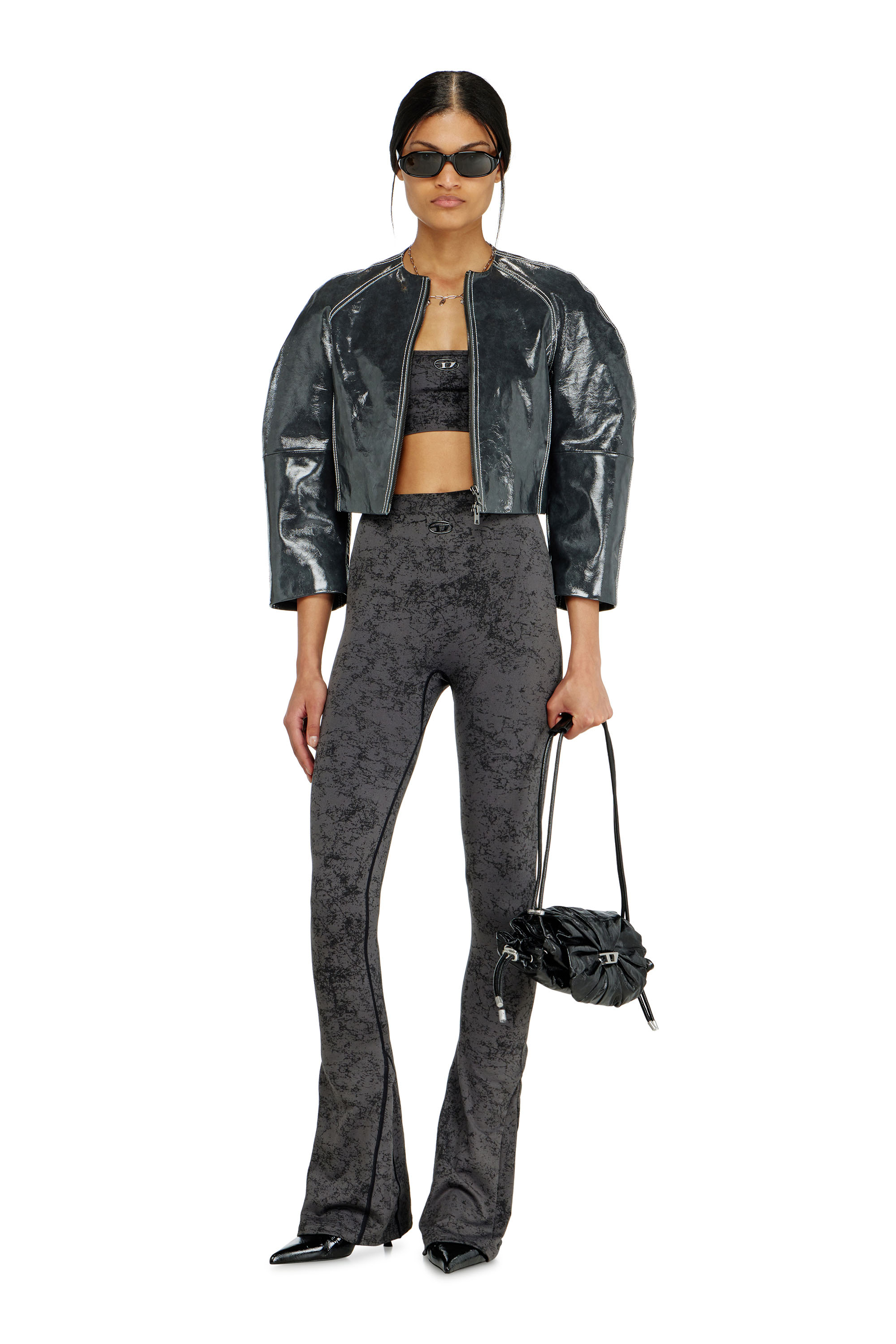 Diesel - HELLA-UTLT, Woman's Sports bra with utilitarian print in Dark grey - 4