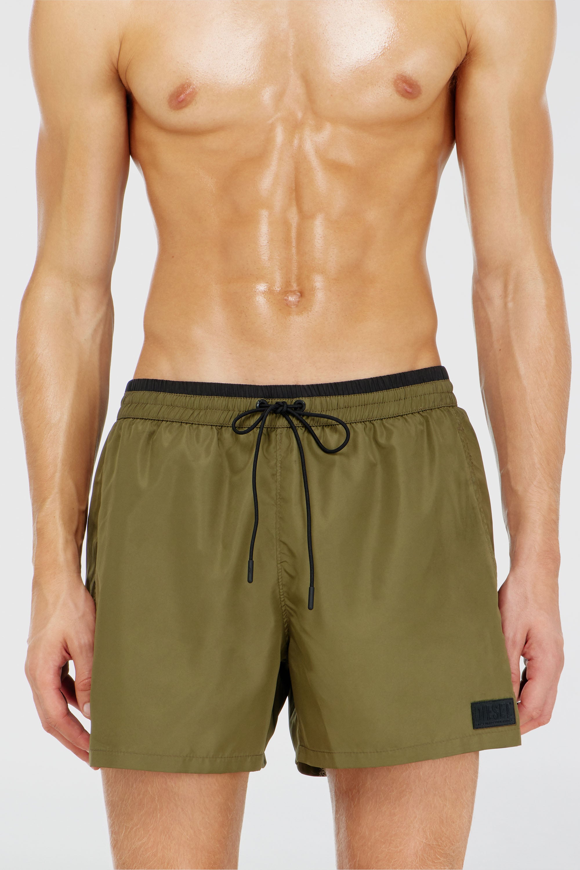 Diesel - JOEL-37-D-CORE, Man's Swim shorts with contrast waist trim in Green - 2