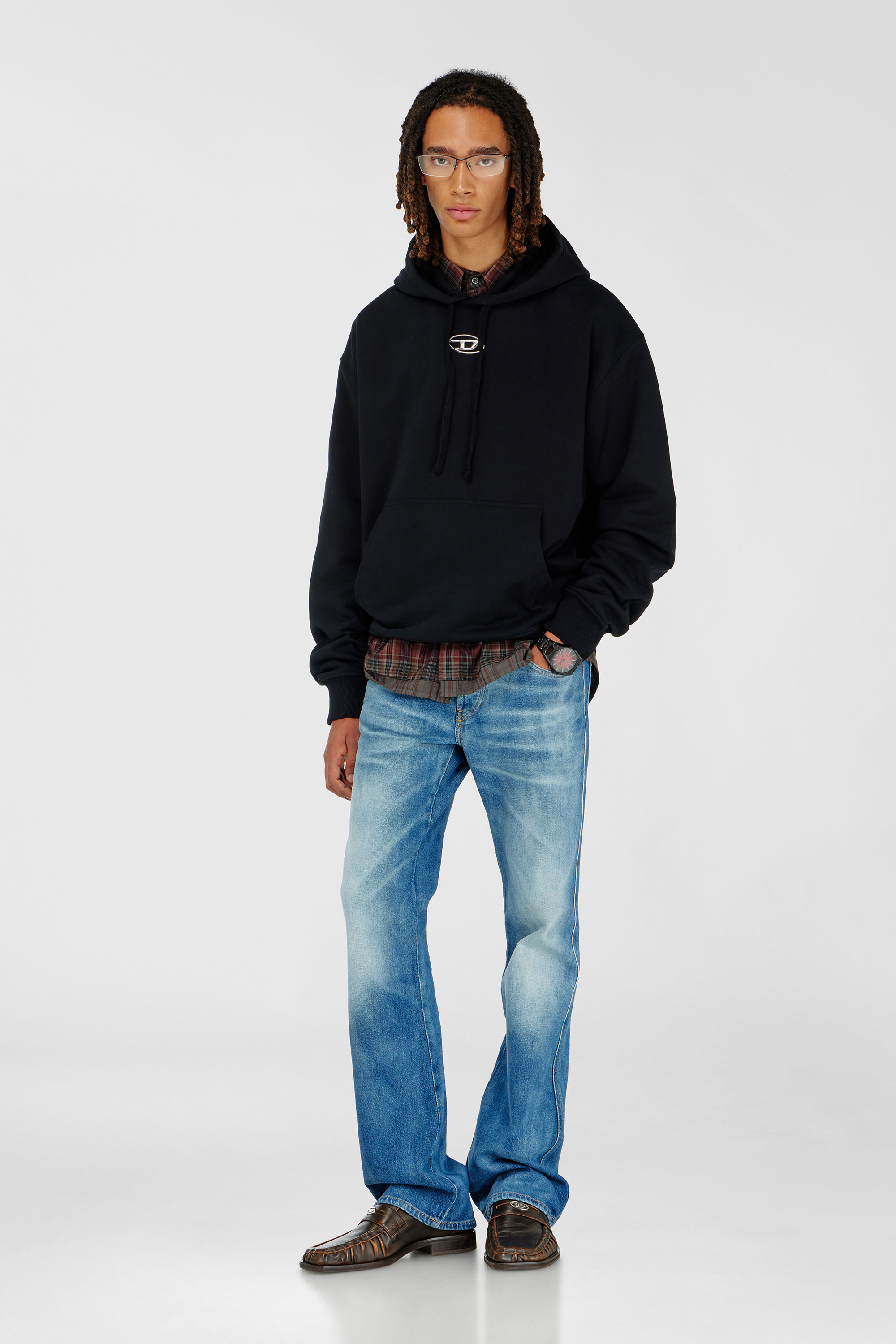 Diesel - S-MACS-HOOD-OD, Man's Oversized hoodie with metallic logo in Black - 2