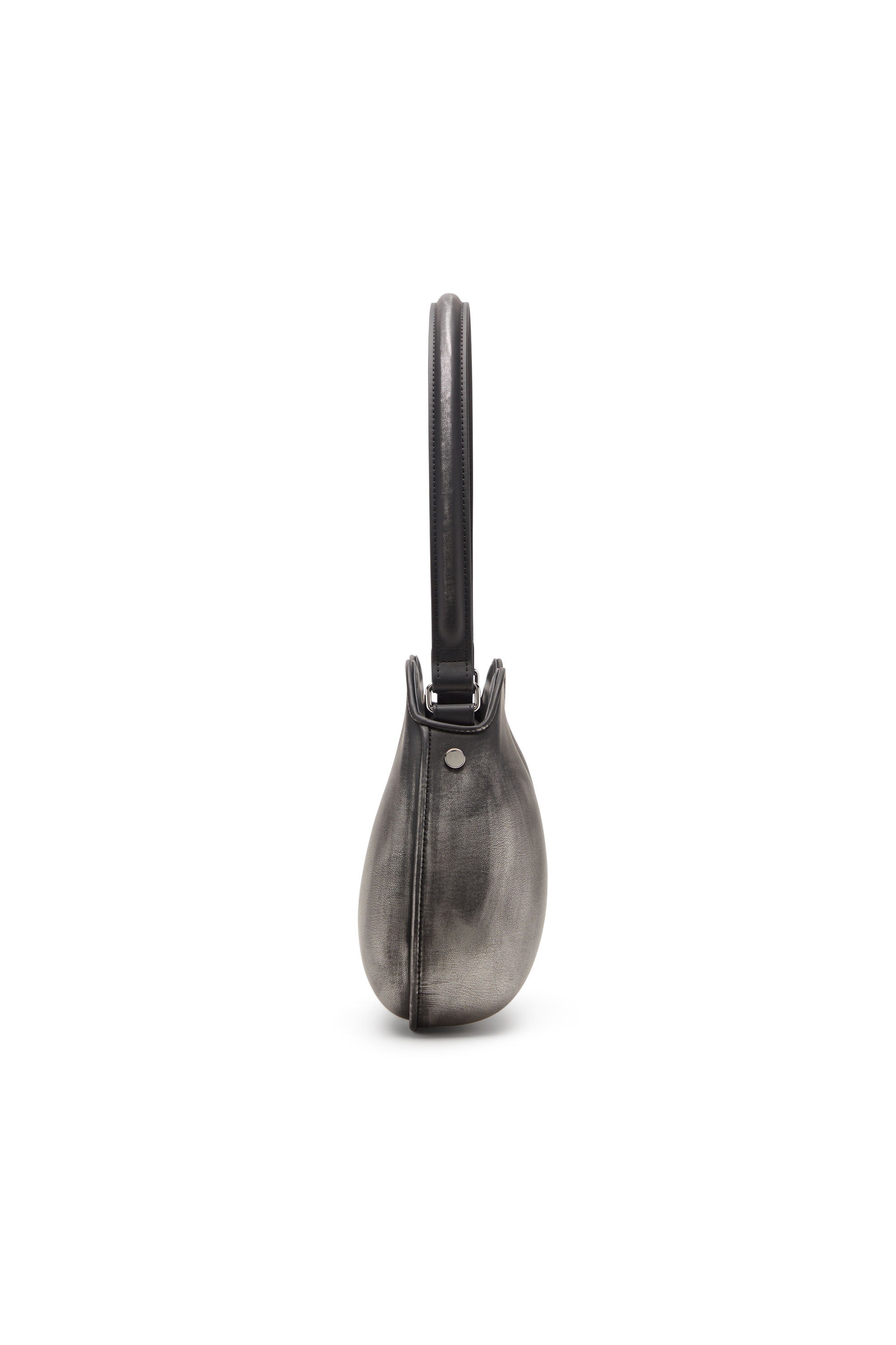 Diesel - DOUBLE-D SHOULDER, Woman's Double-D-Rigid shoulder bag in brushed PU in Black/Silver - 4