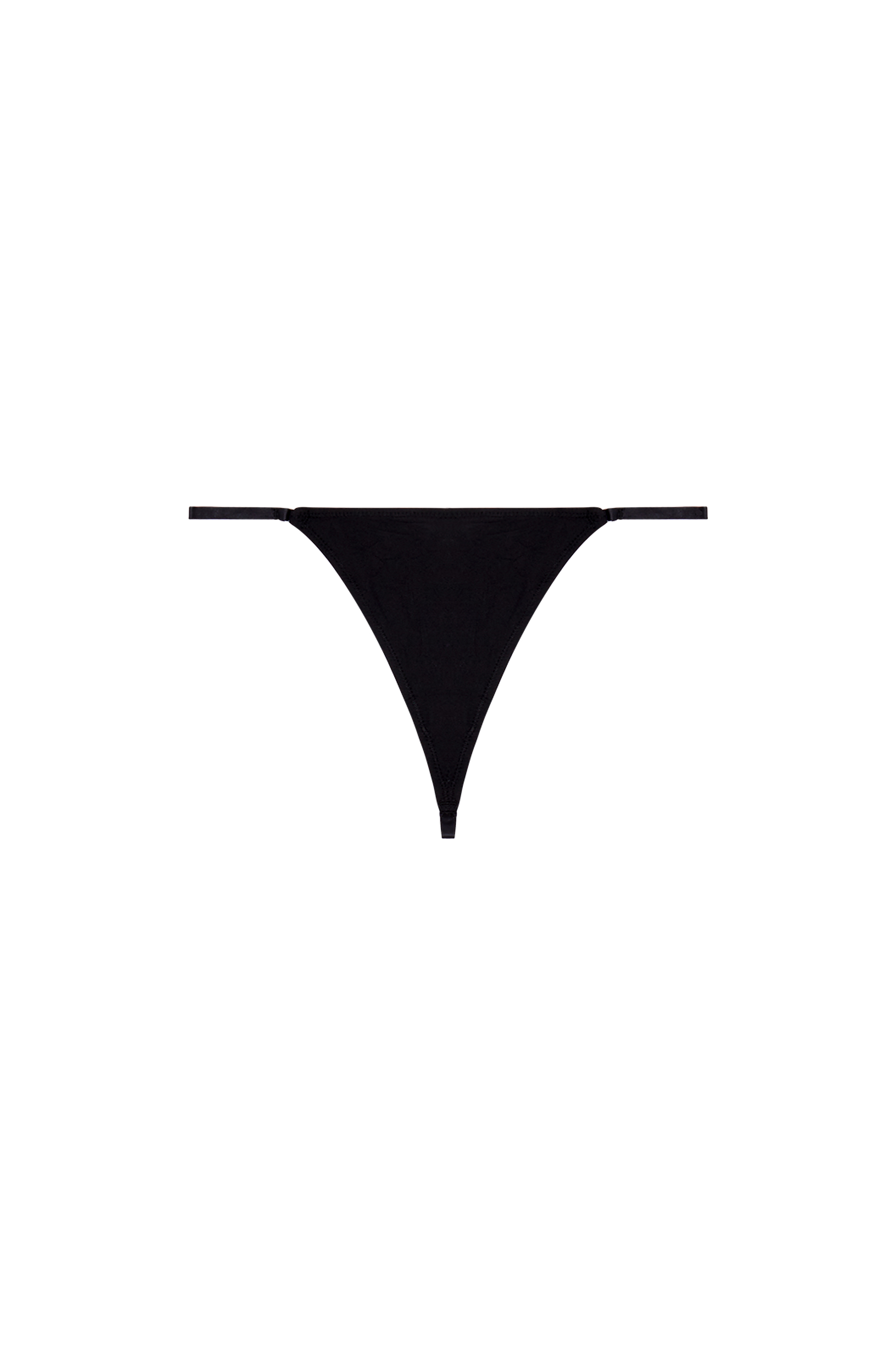 Diesel - UFST-D-STRING, Woman's Thong with metal oval D plaque in Black - 2