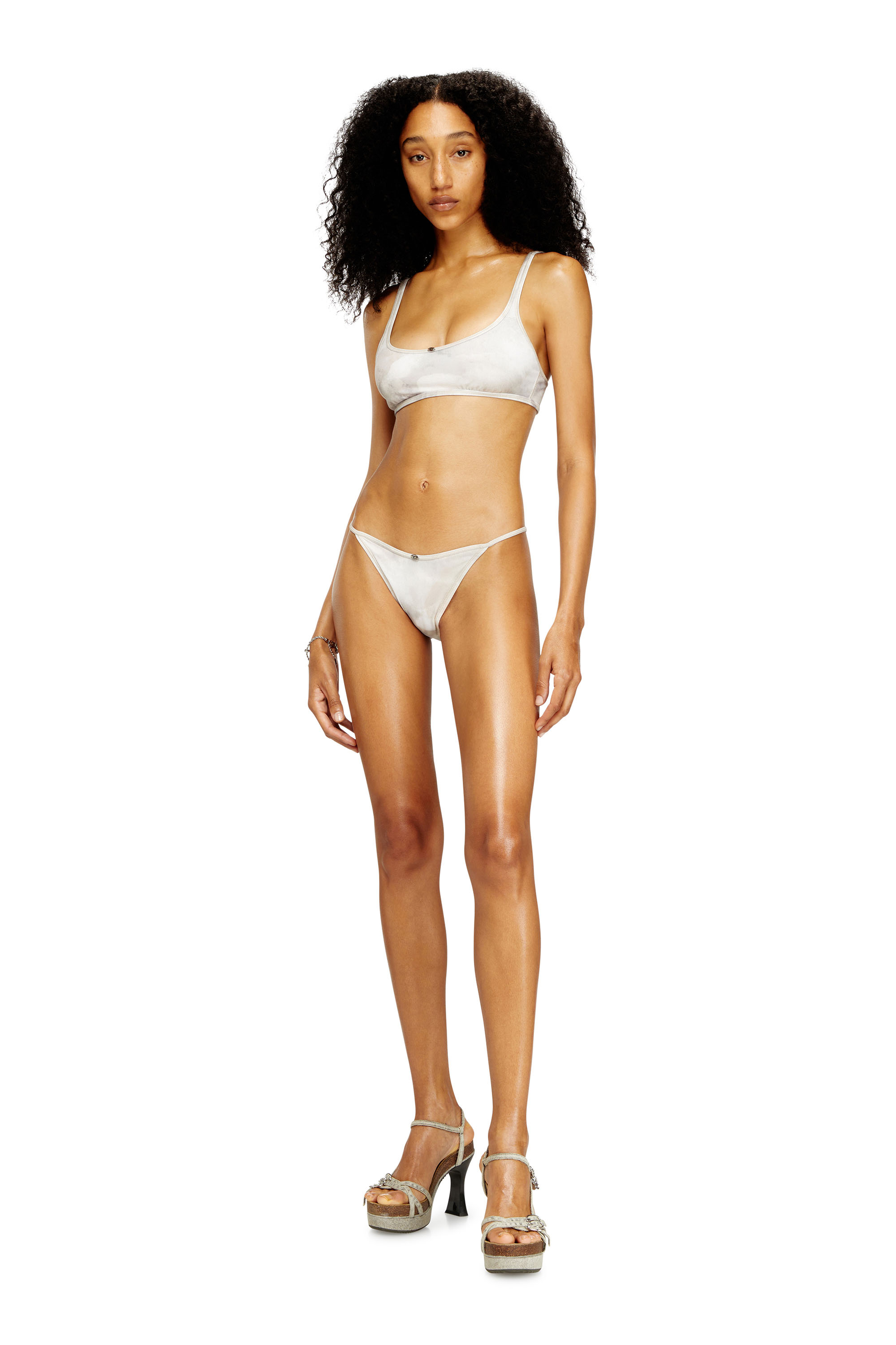 Diesel - CAMILLA-UTLT, Woman's Ribbed bikini bottoms with camo print in White - 2