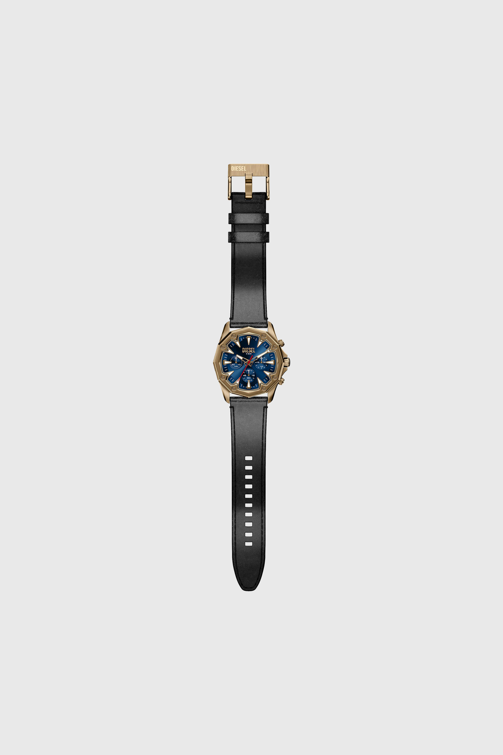 Diesel - DZ4733 WATCH, Man's Stinger antique gold-tone leather watch in Black - 7