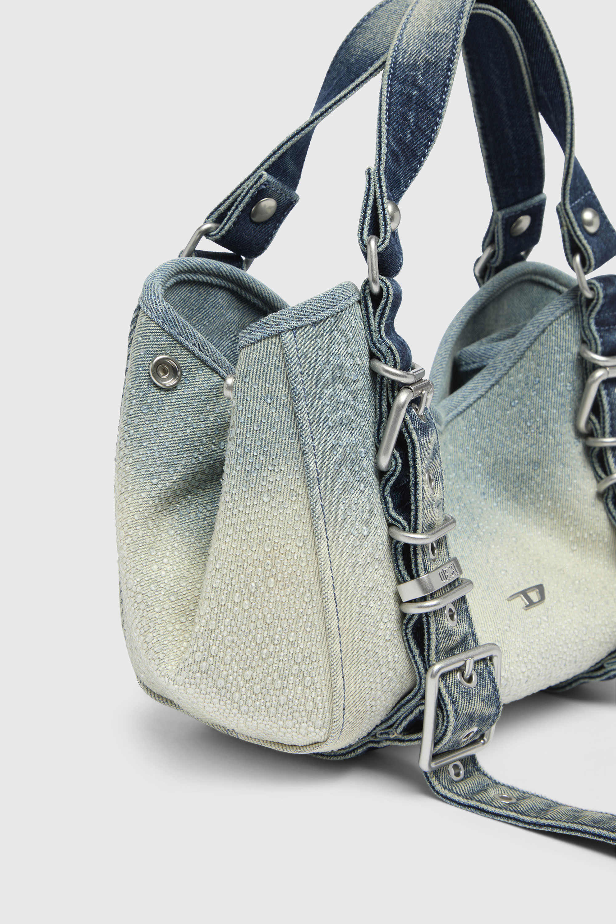 Diesel - D-ONE TOPHANDLE S, Woman's D-One-Small top-handle bag in crystal solarised denim in Blue - 5