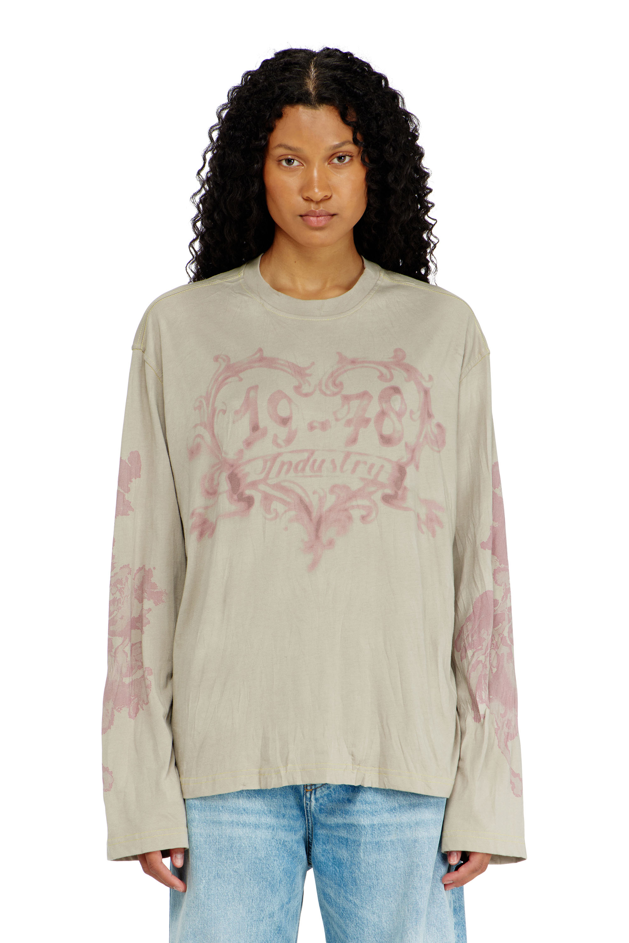 Diesel - T-HILARY-LS-AA1, Woman's Cotton long-sleeve T-shirt with graphic print in null - 1