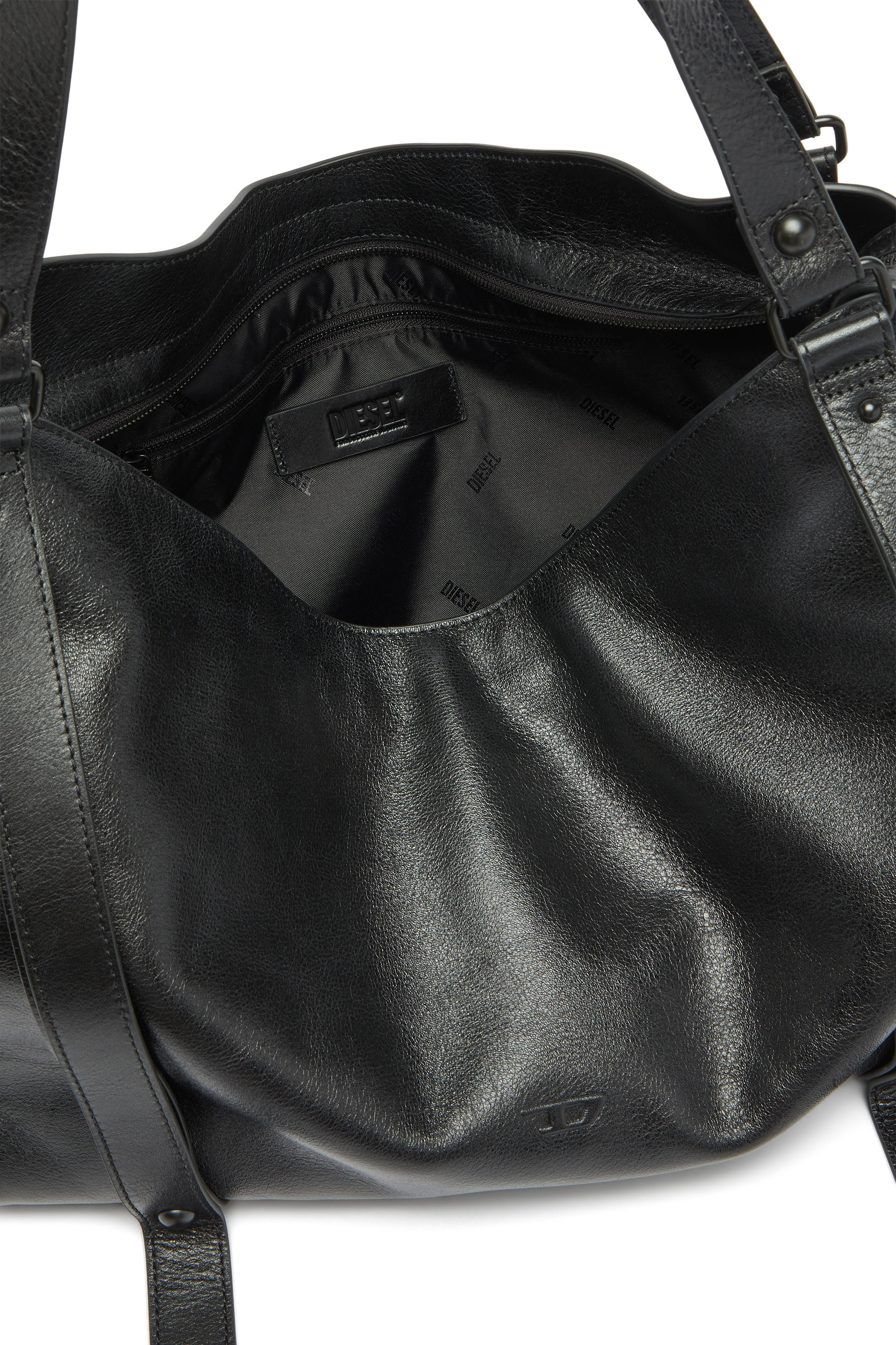 Diesel - D-ONE TOPHANDLE L, Unisex's D-One-Large top-handle bag in leather in Black - 3