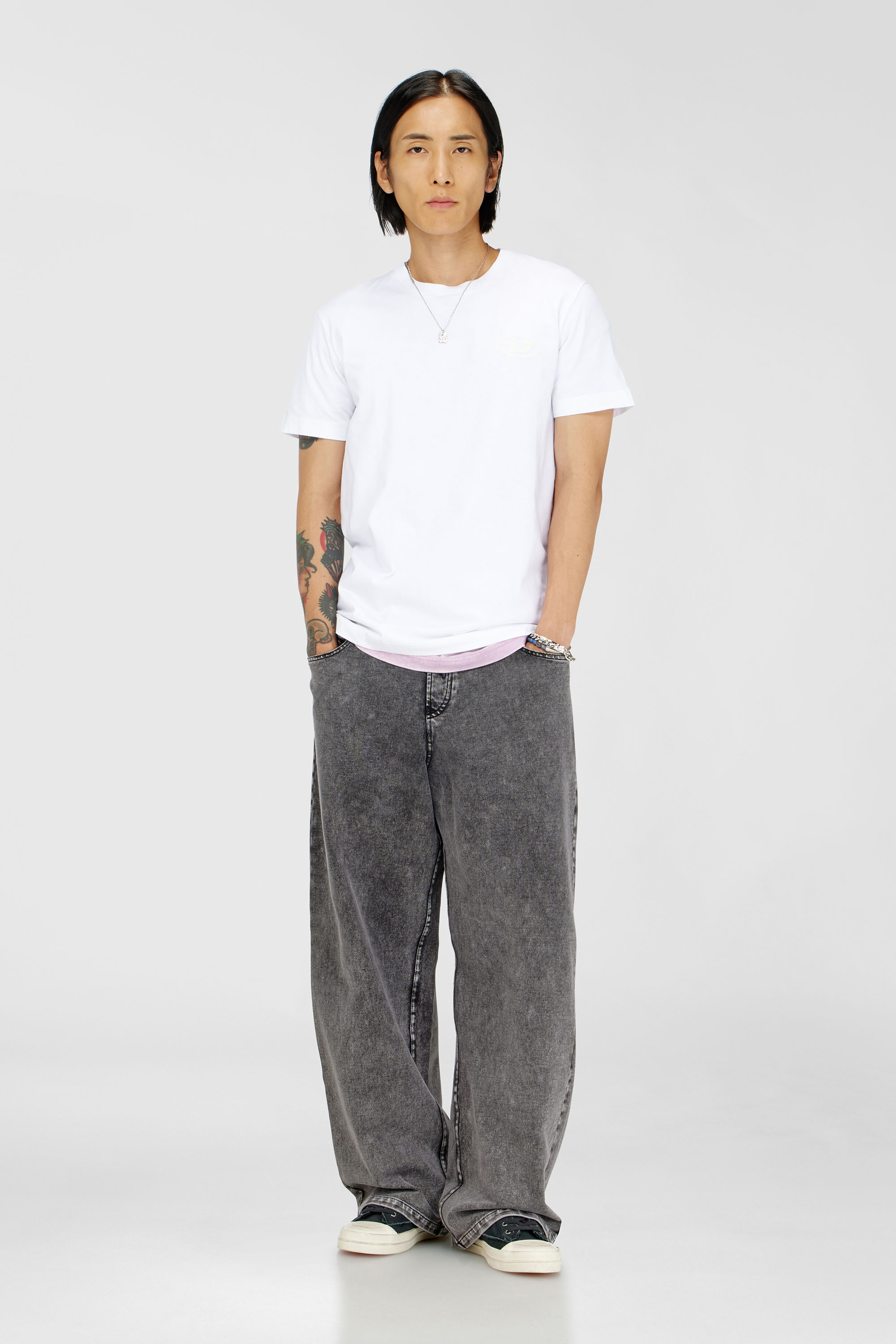 Diesel - T-DIEGO-T92, Man's Cotton T-shirt with Oval D logo in White - 1