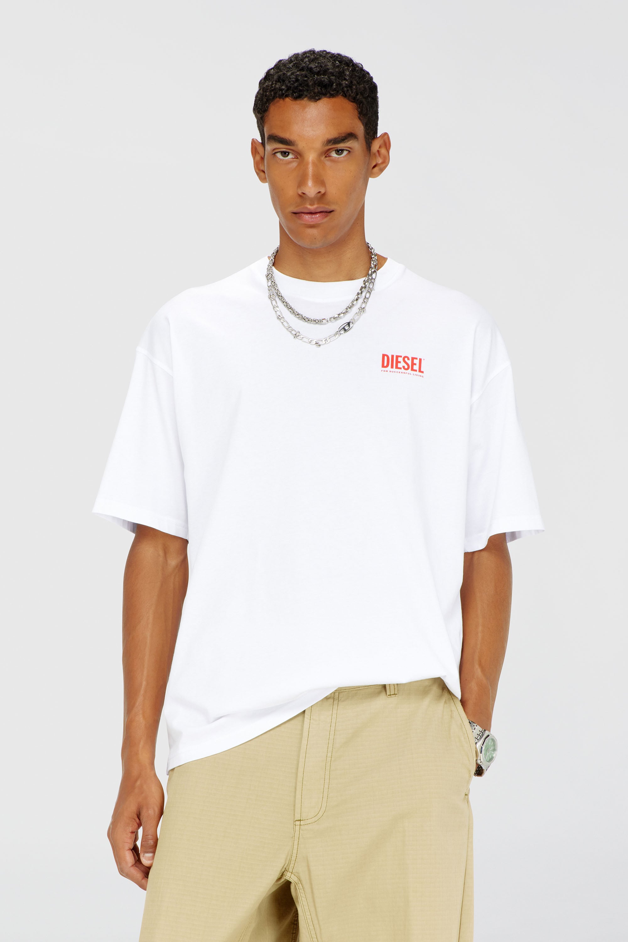 Diesel - T-BOXT-BISK, Man's Cotton T-shirt with Diesel Biscotto print in White - 1