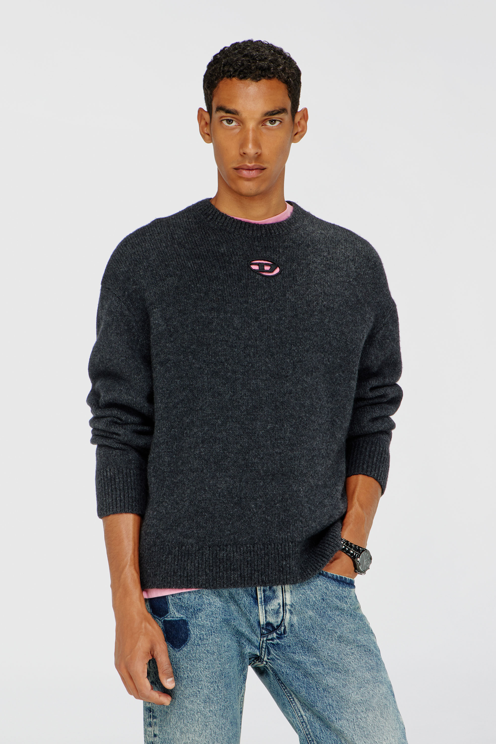 Diesel - K-AREESO, Man's Jumper in wool and alpaca blend in Black - 2
