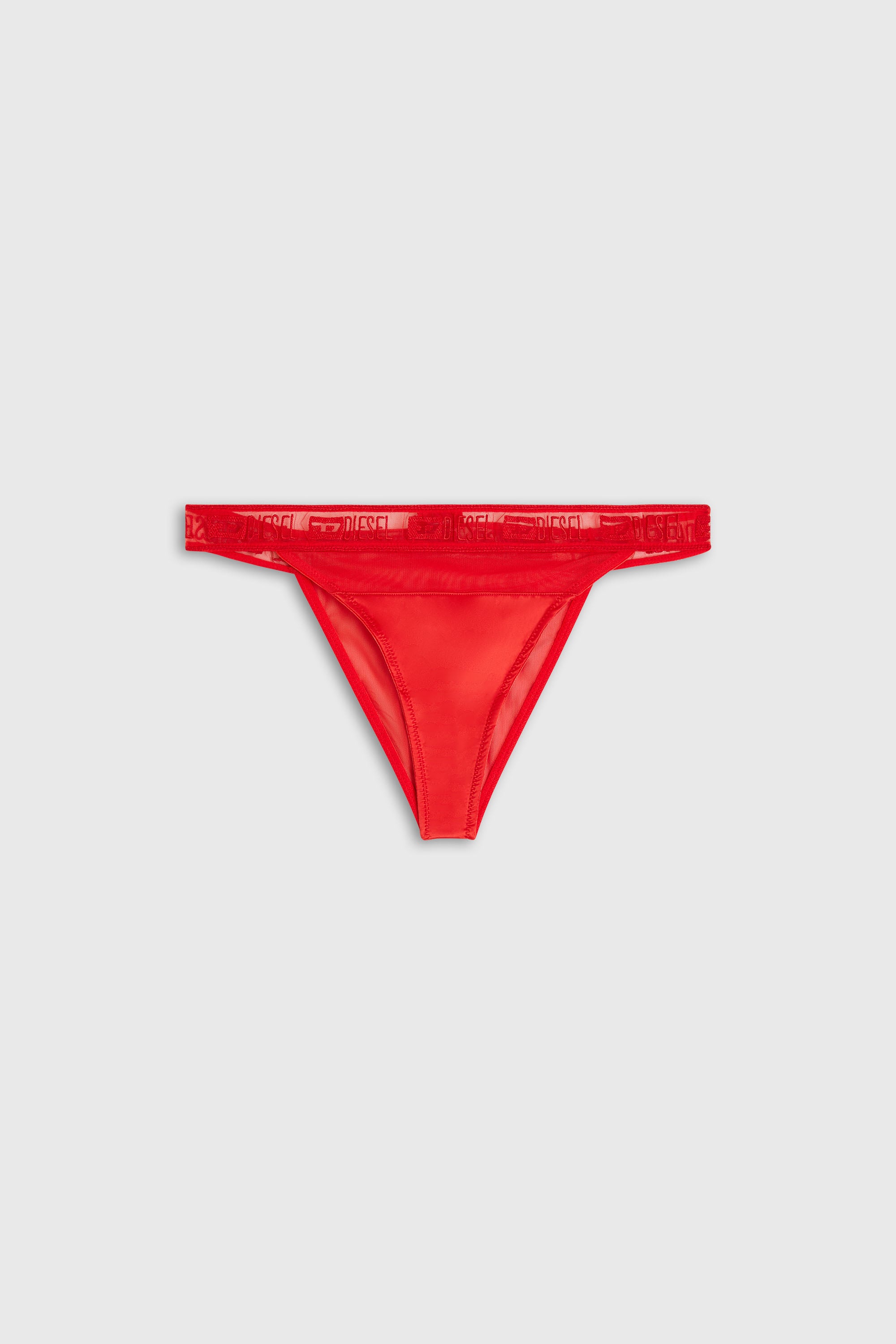 Diesel - KARINE-GFT, Woman's Briefs in stretch satin with logo mesh trim in Red - 2
