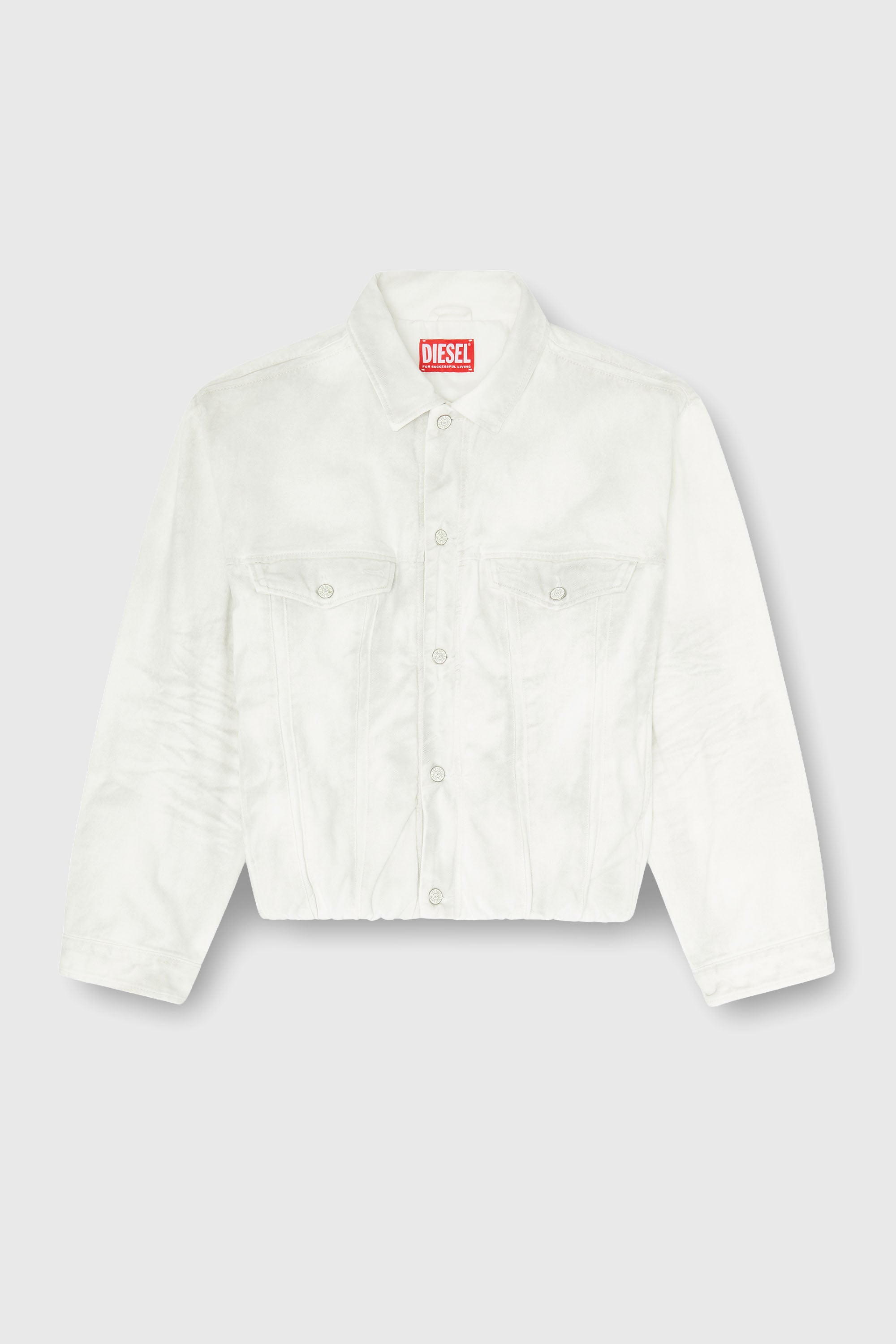 Diesel - D-MORVI-FSJ1, Man's Elasticated trucker jacket in denim in White - 2