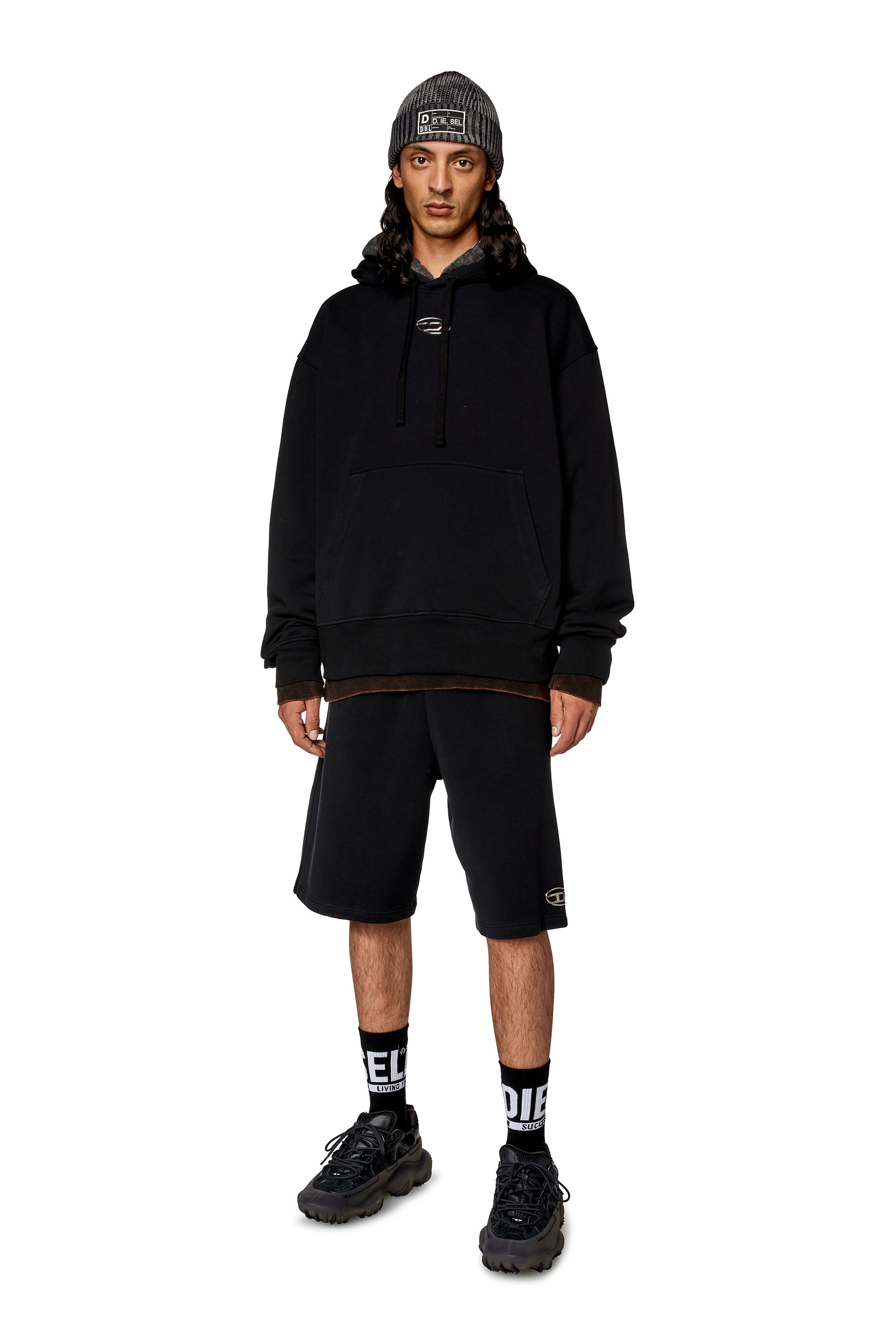 Diesel - S-MACS-HOOD-OD, Man's Hoodie with metallic logo in Black - 2