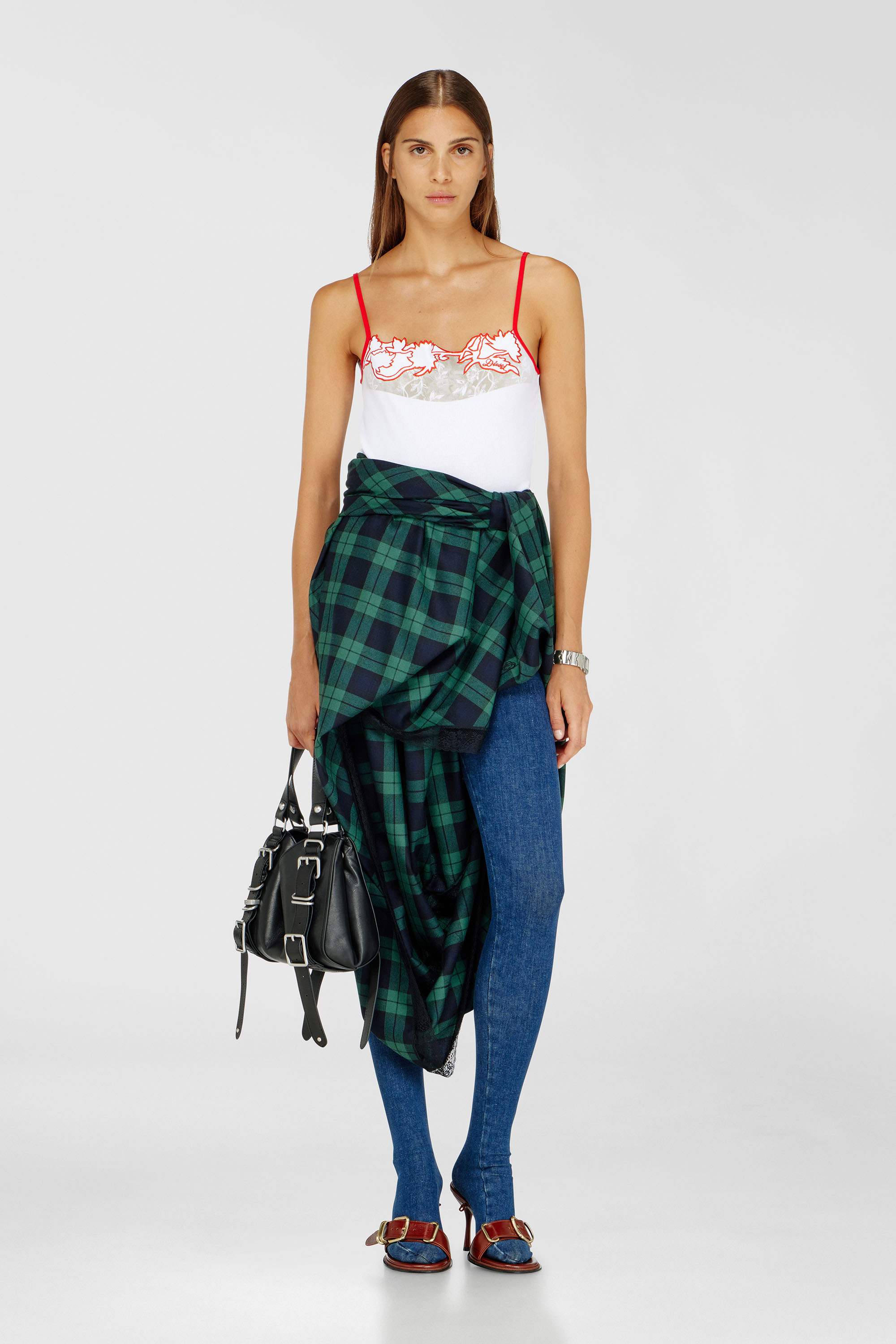 Diesel - T-EDNA, Woman's Ribbed camisole with floral outline embroidery in null - 2
