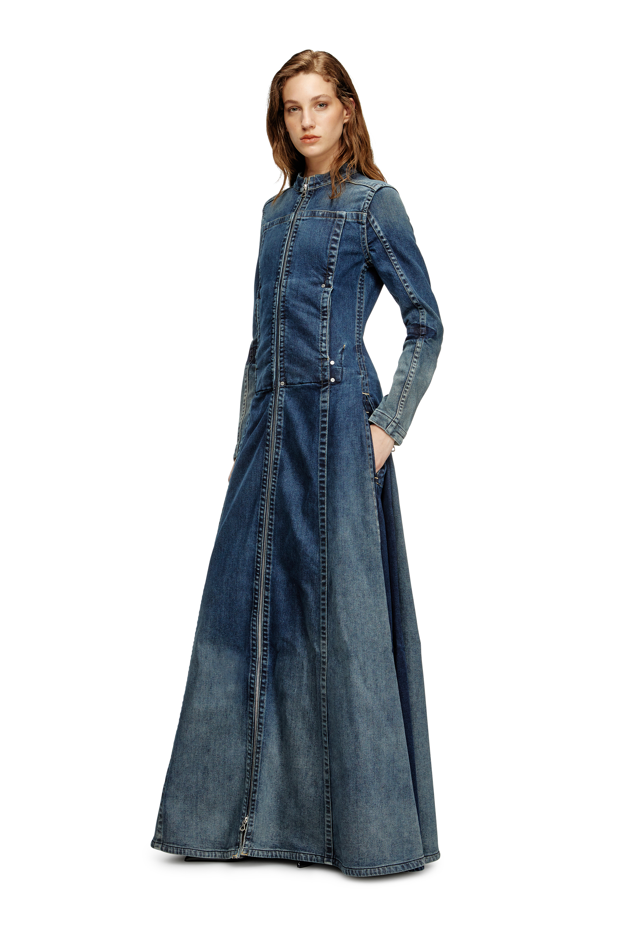 Diesel - DE-RO1-RE-FSG, Woman's Maxi dress in Rehab denim in Medium blue - 2